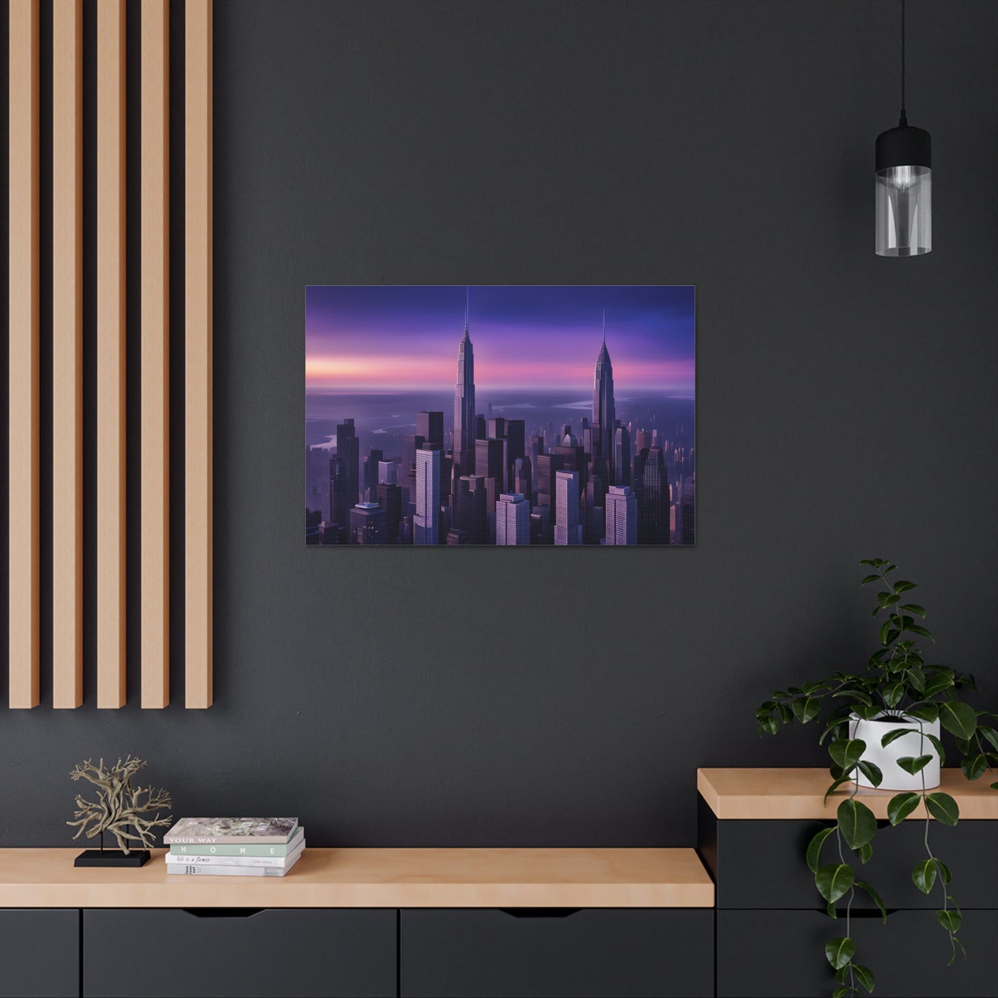 Purple Hues: Cityscape Wall Décor