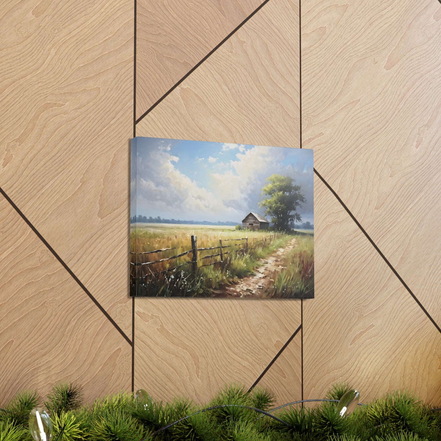 Rustic Countryside: Classic Oil Painting Wall Décor