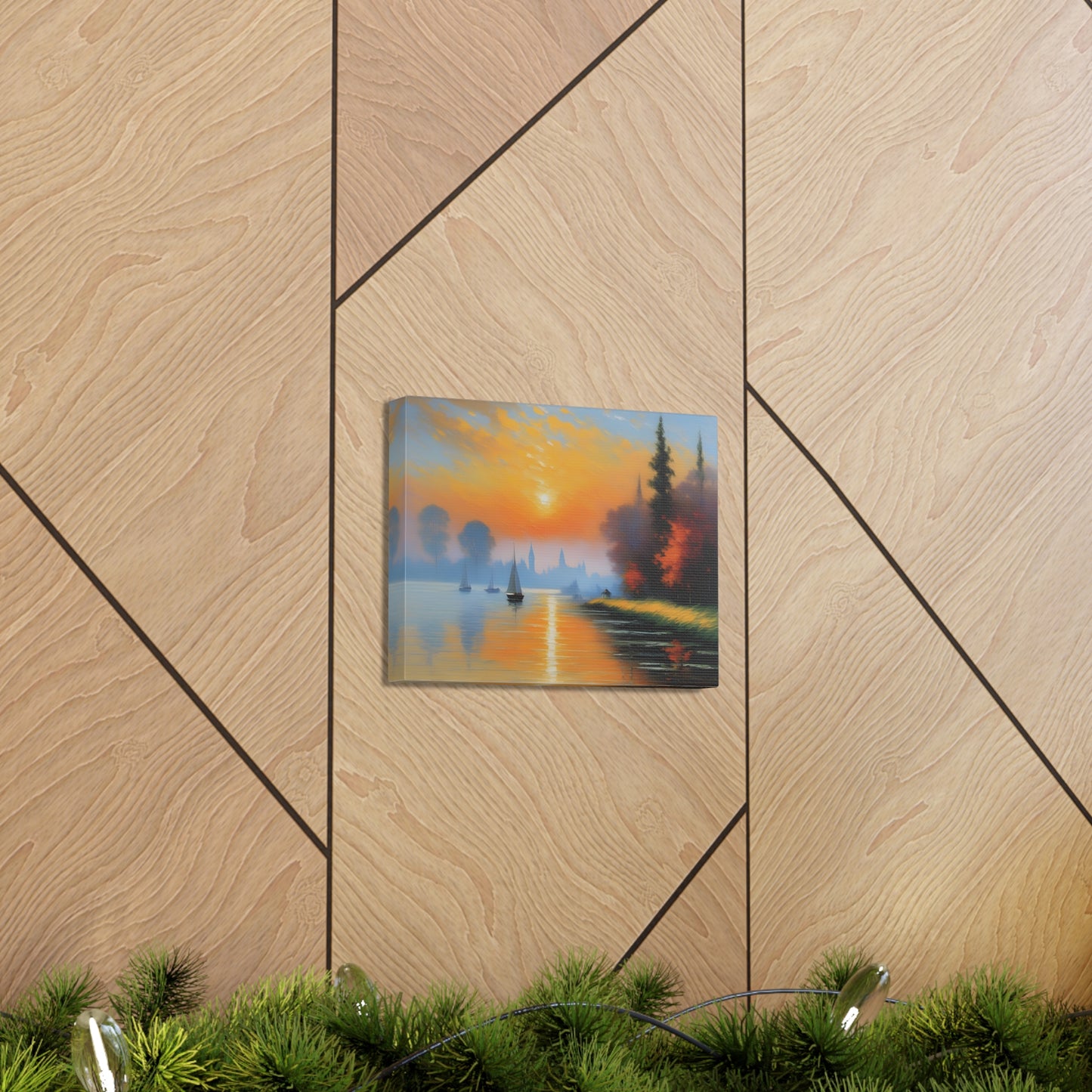 Lakeside Reflections: Classic Oil Painting Wall Décor