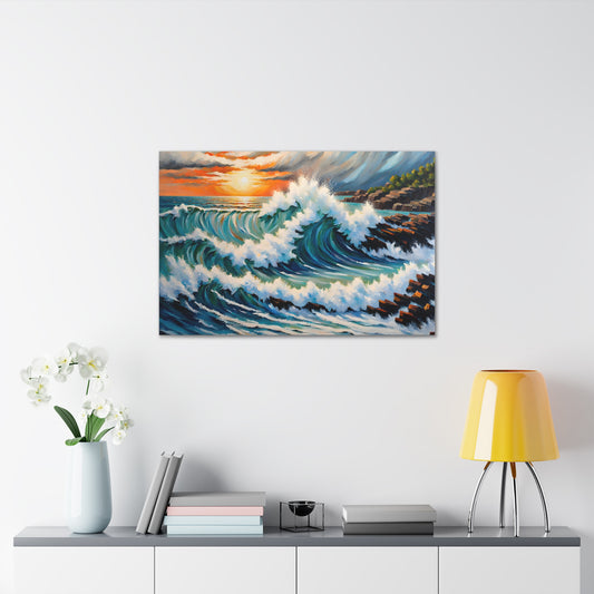 Rugged Coastline: Classic Oil Painting Wall Décor