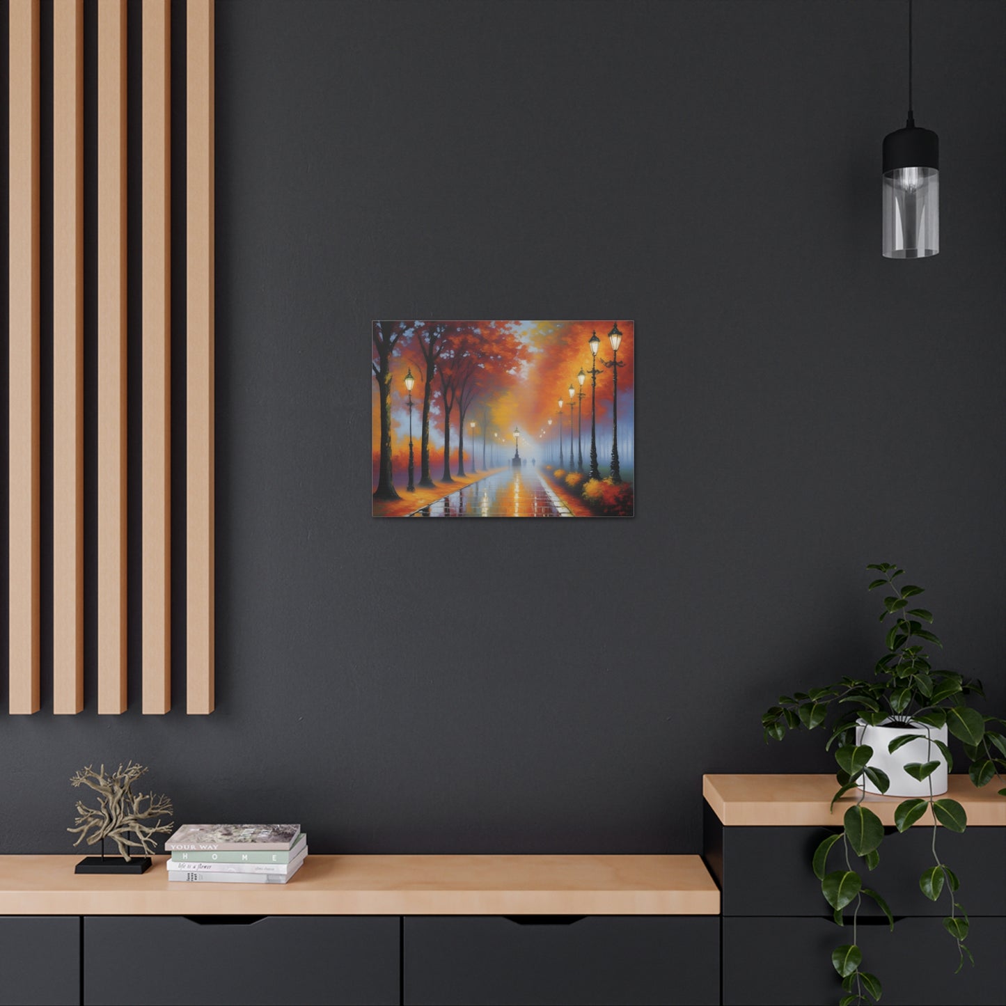 Lamp Post Serenity: Classic Oil Painting Wall Décor