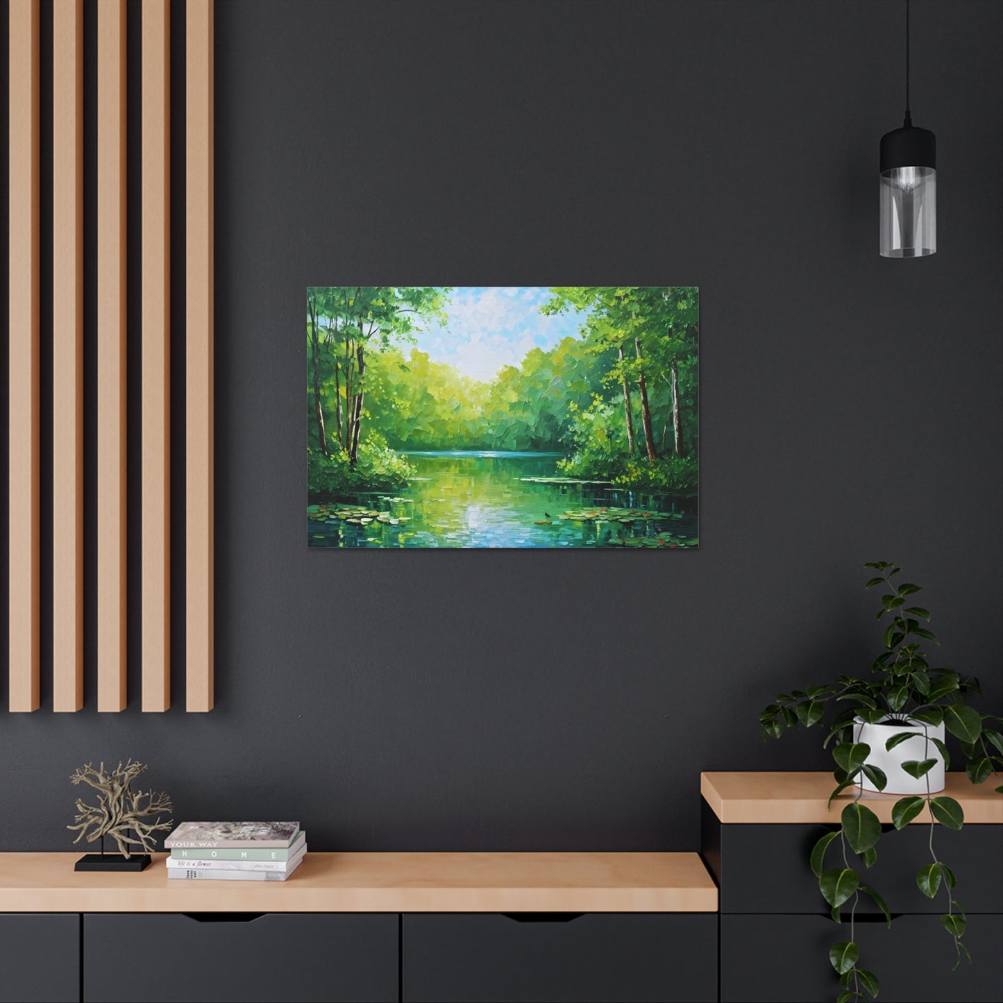 Serene Lagoon: Classic Oil Painting Wall Décor