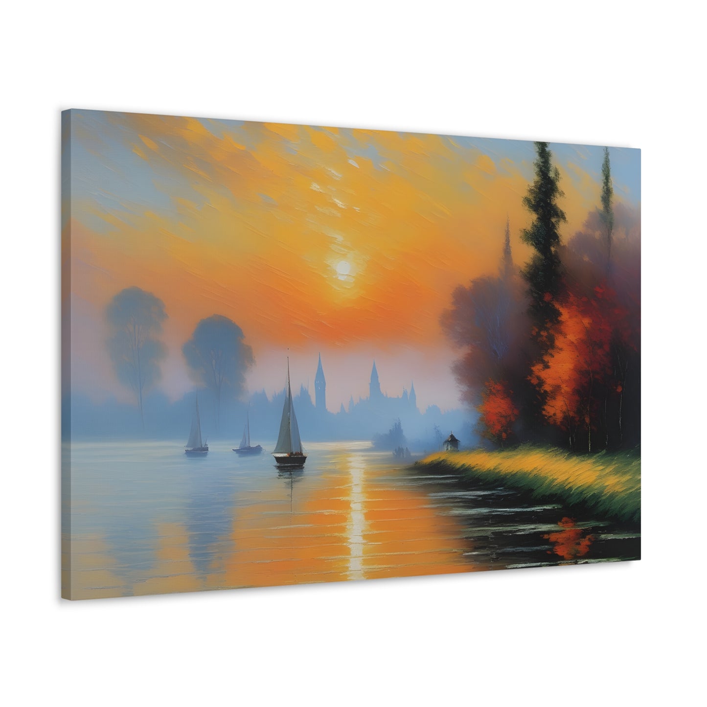 Lakeside Reflections: Classic Oil Painting Wall Décor