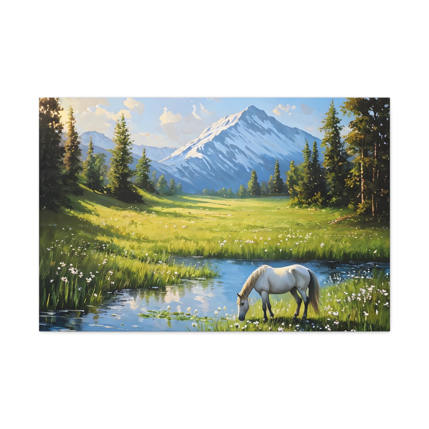 Whispering Pines: Classic Oil Painting Wall Décor