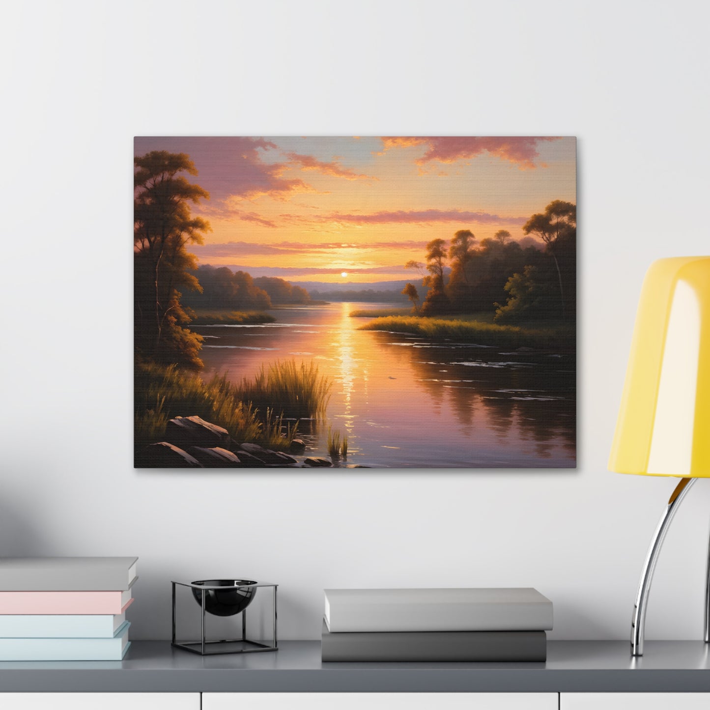 Lush Riverside: Classic Oil Painting Wall Décor