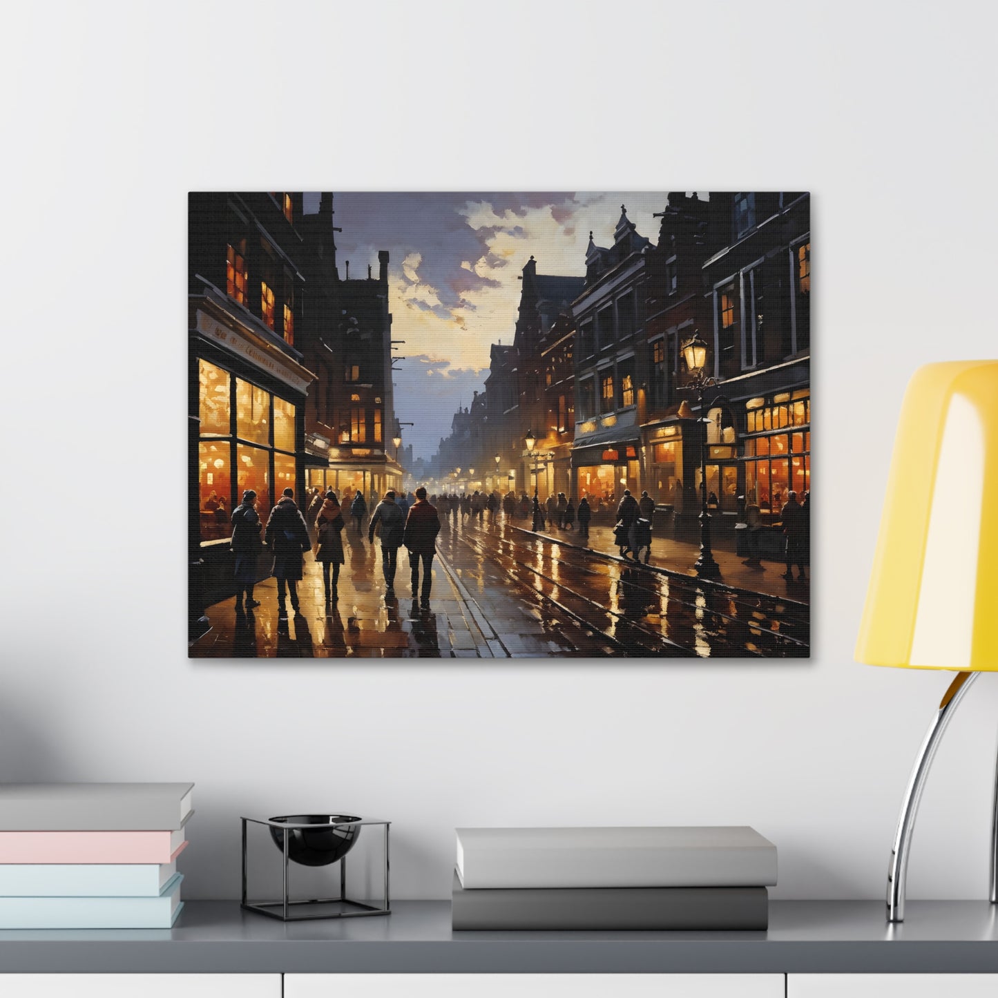 Street Scape Glow: Classic Oil Painting Wall Décor