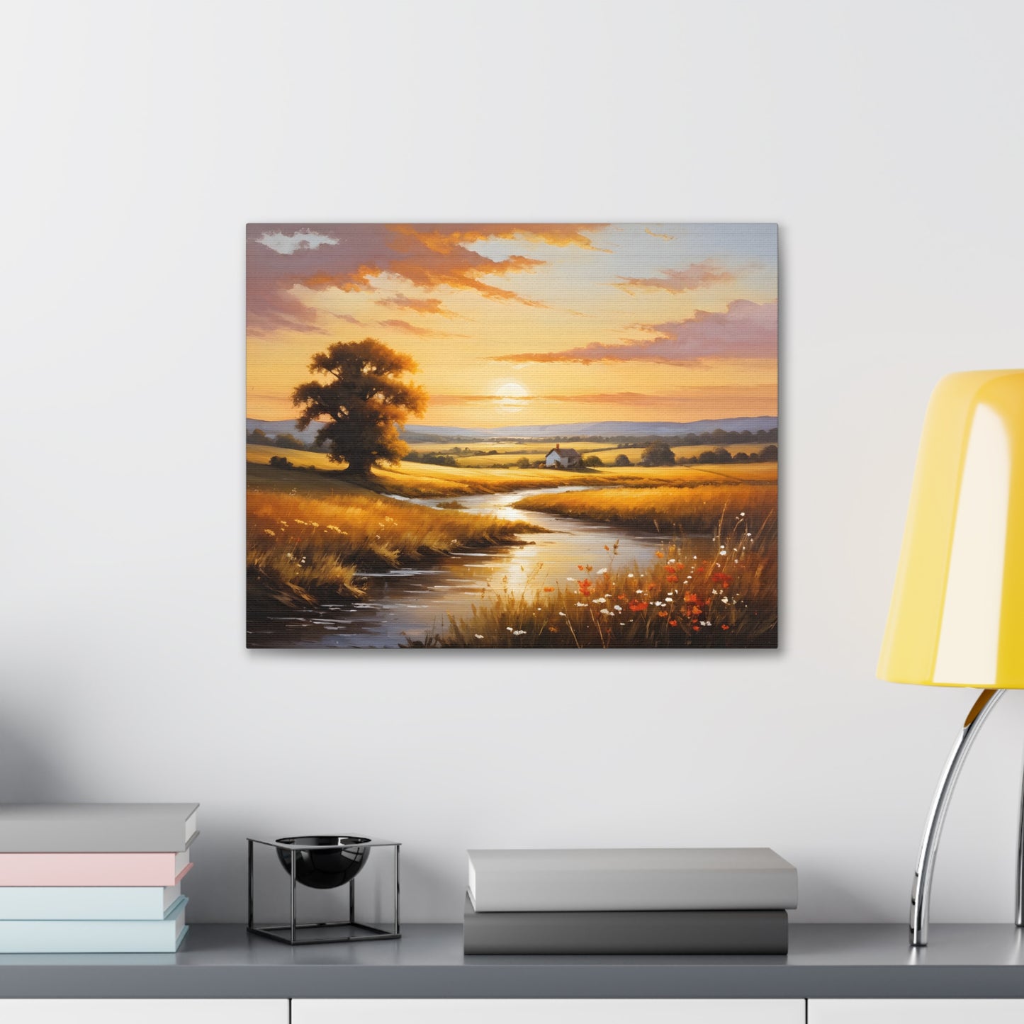 Amber Fields: Classic Oil Painting Wall Décor