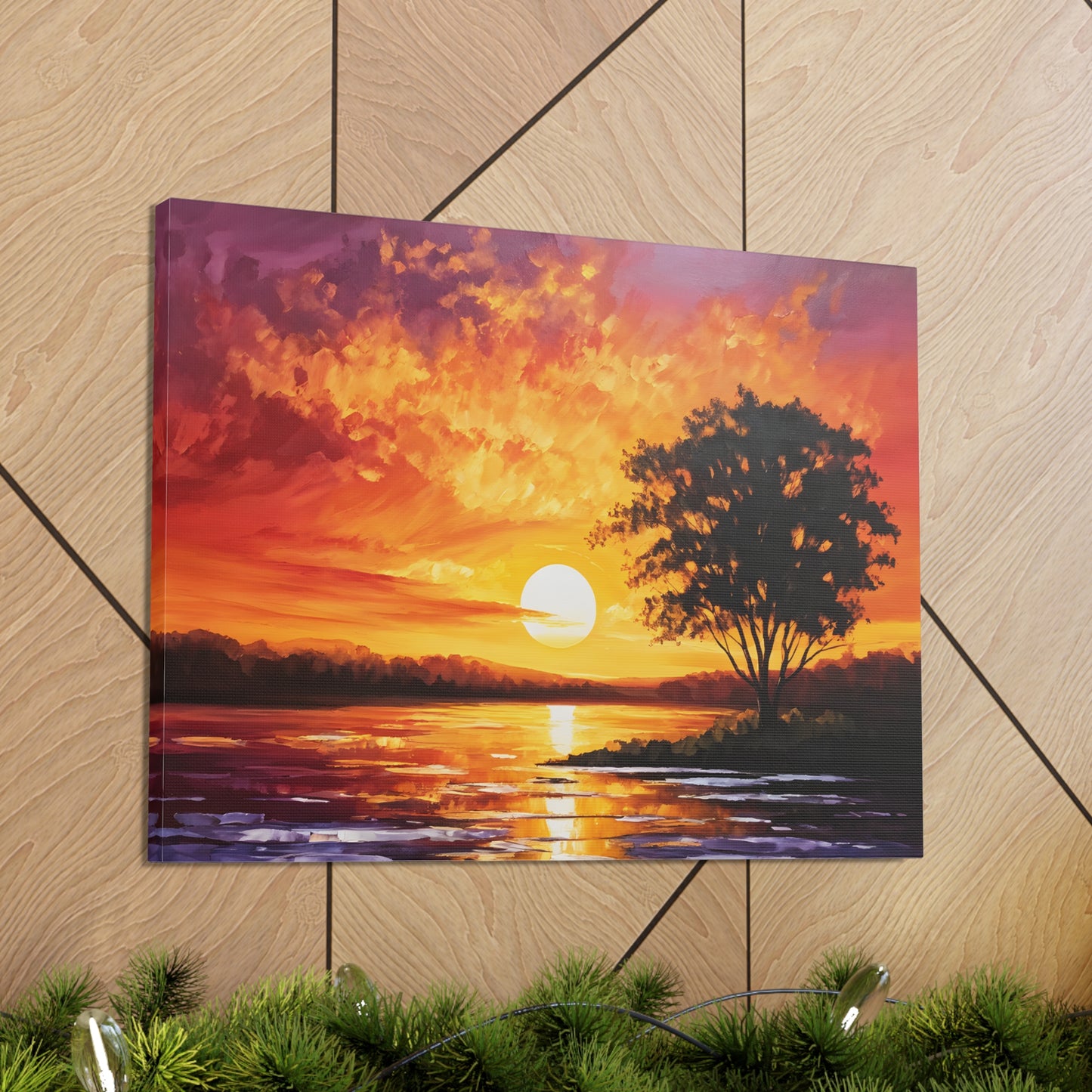 Golden Sunset: Classic Oil Painting Wall Décor