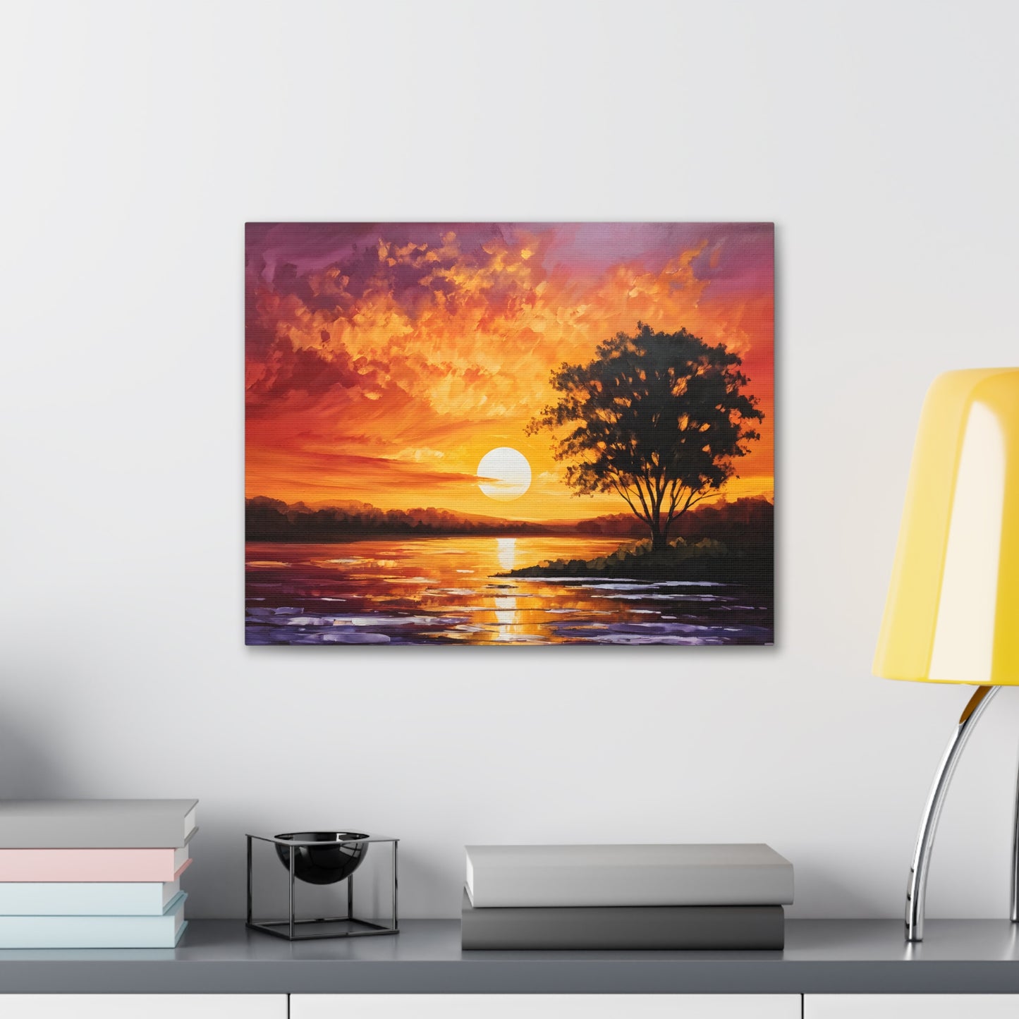 Golden Sunset: Classic Oil Painting Wall Décor