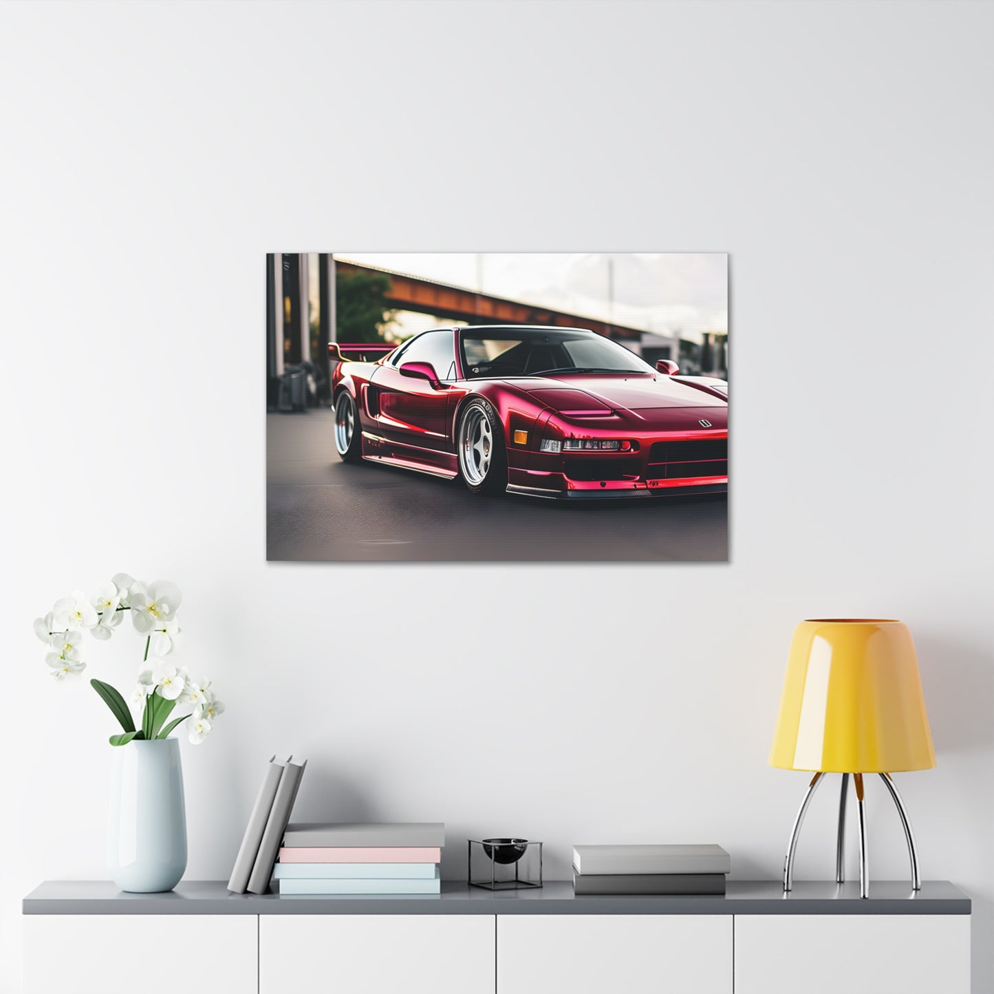 Sleek Scarlet: Famous Auto Wall Décor