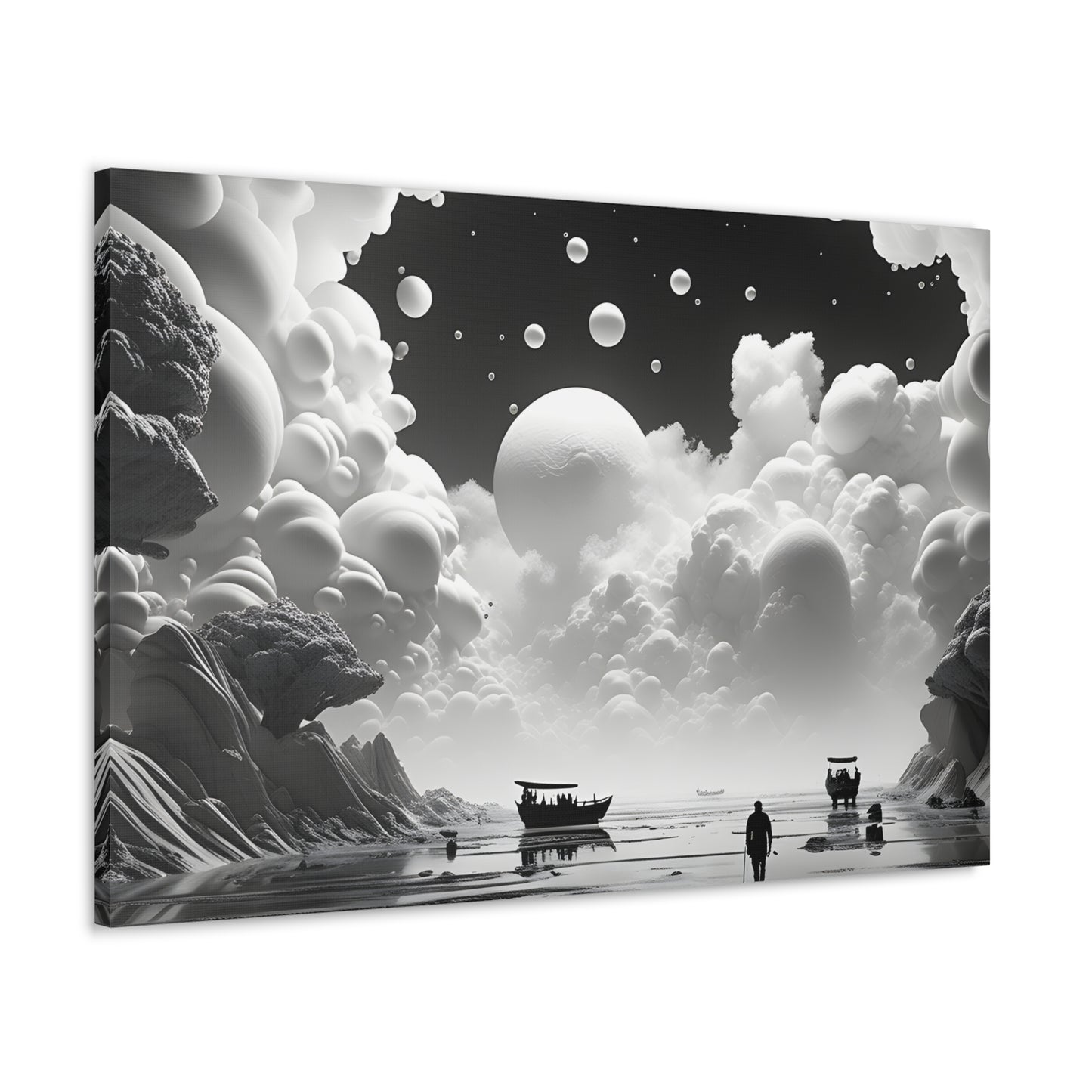 Celestial Waterway: Black and White Wall Décor