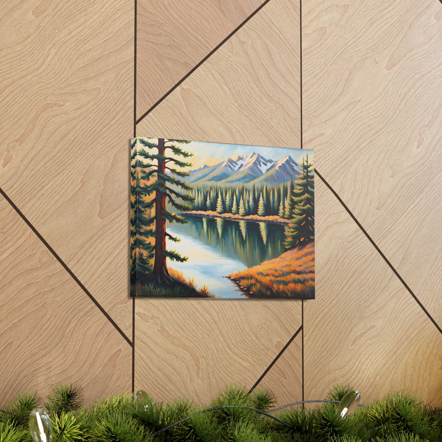 Mountain Reflections: Classic Oil Painting Wall Décor