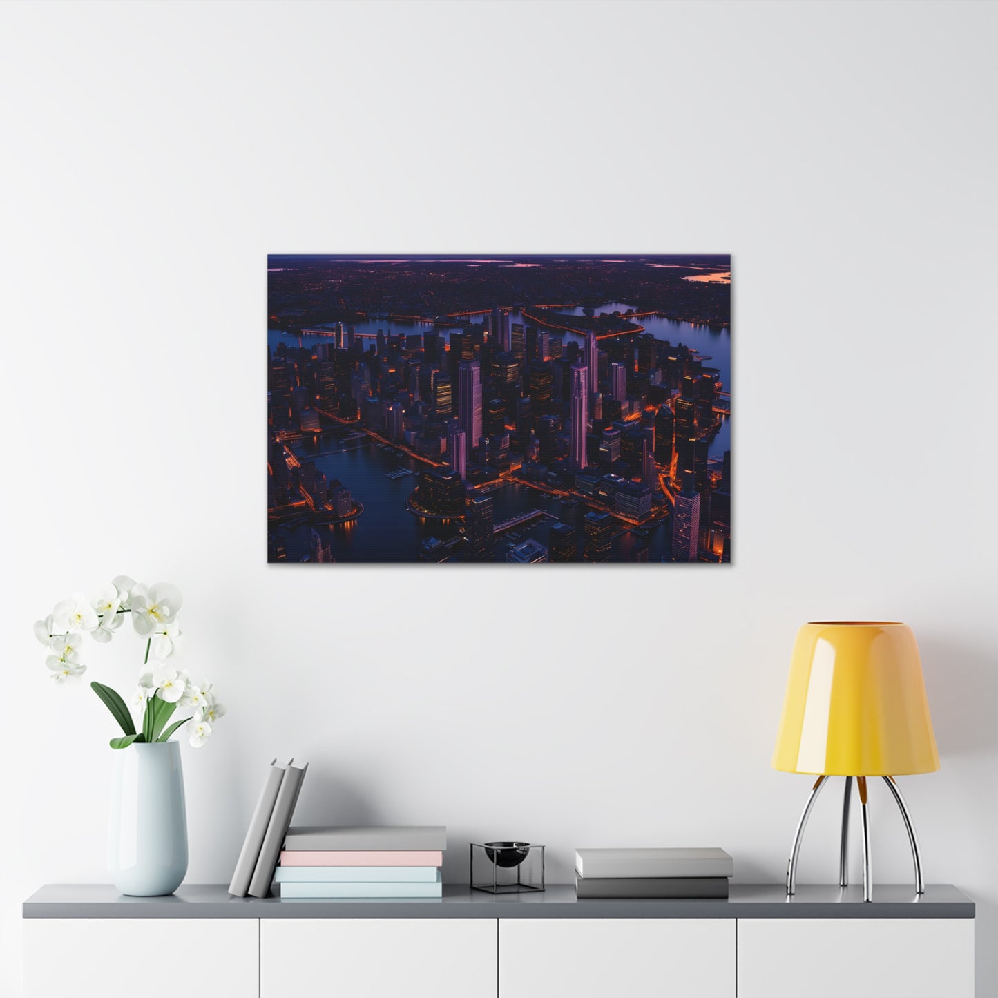 Dusk Over Downtown: Cityscape Wall Décor