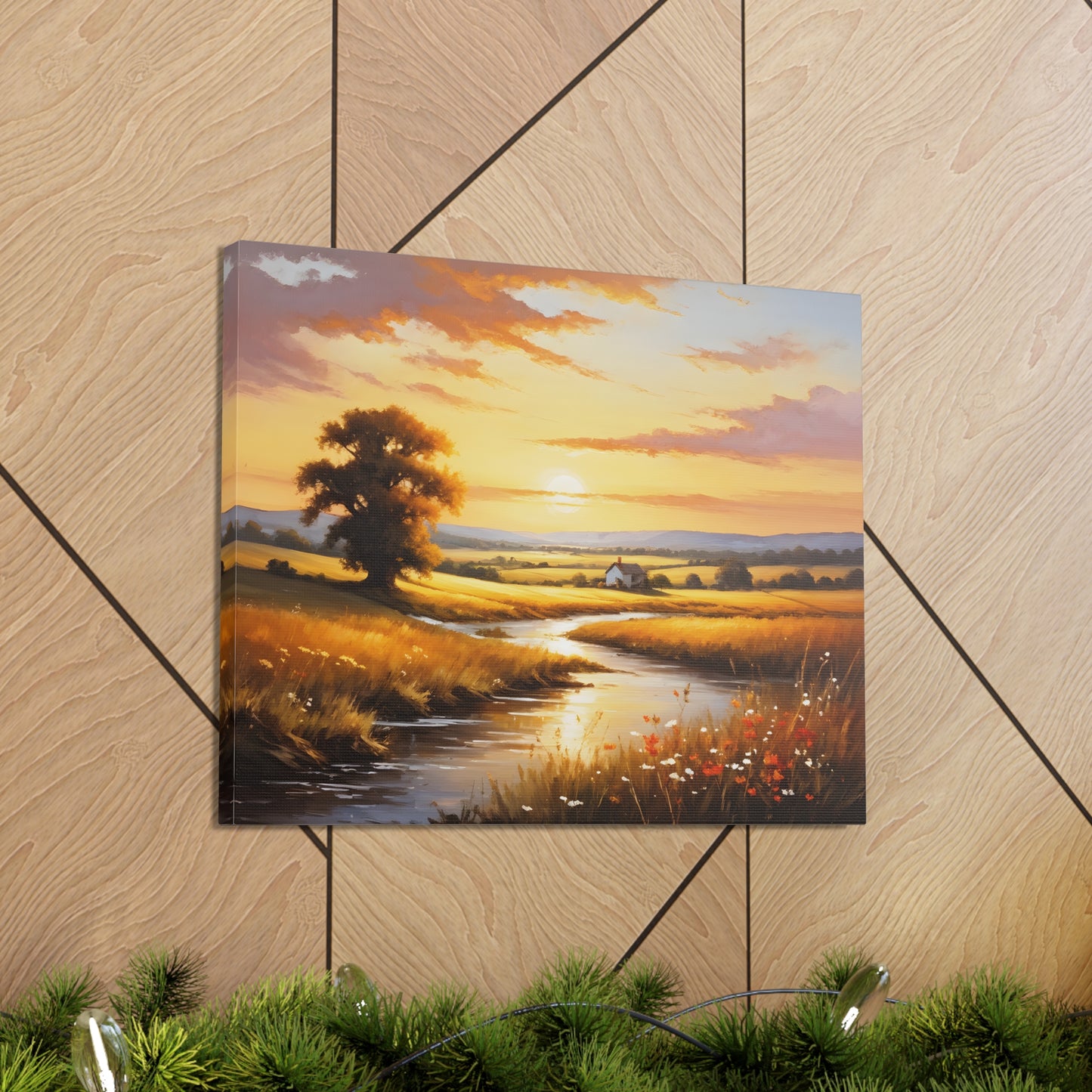 Amber Fields: Classic Oil Painting Wall Décor