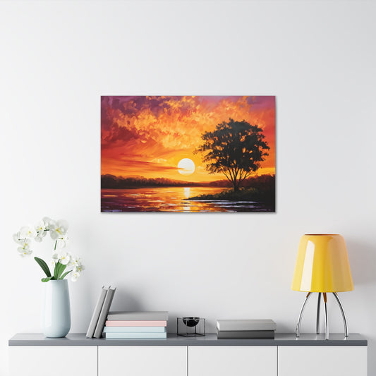 Golden Sunset: Classic Oil Painting Wall Décor