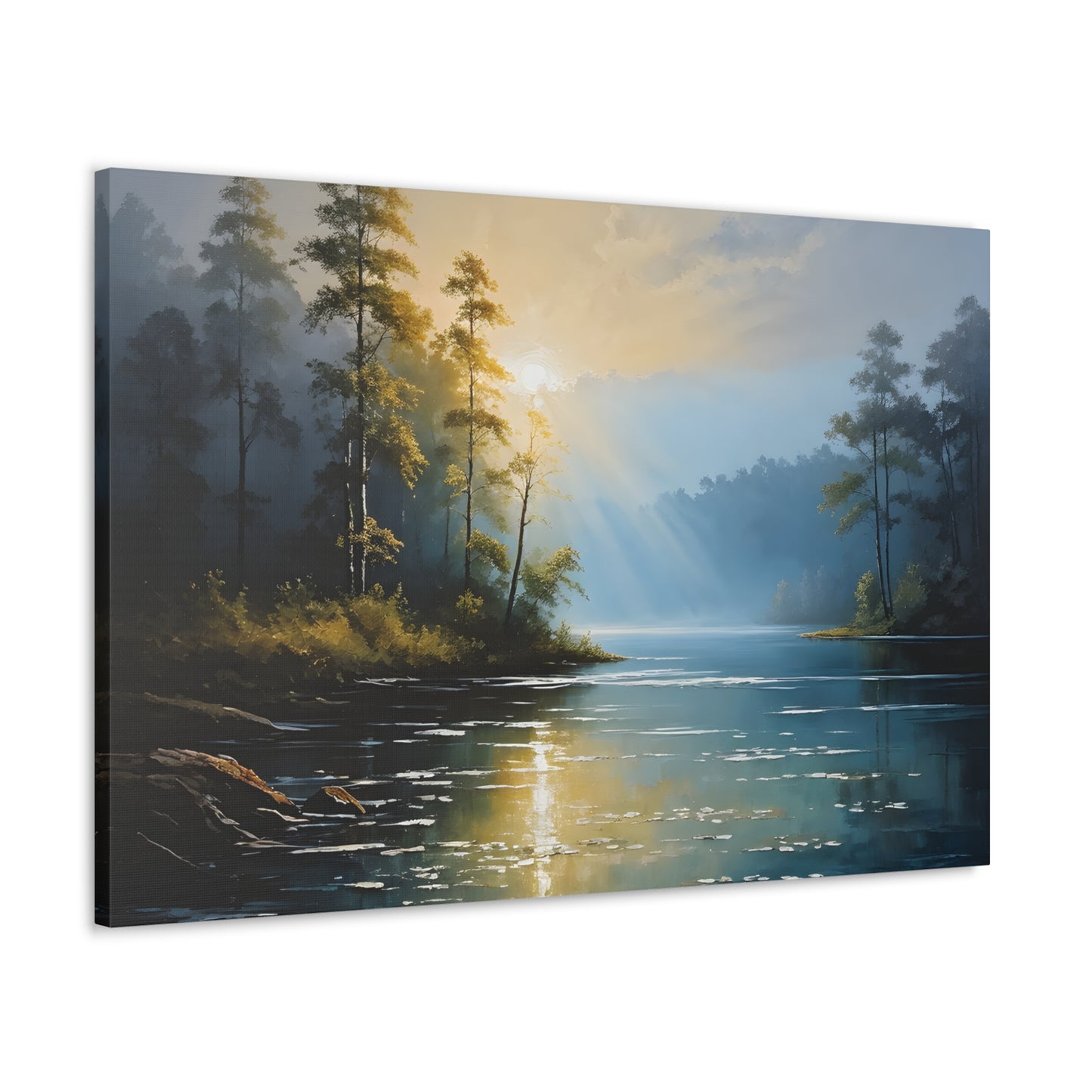 Foggy Lakeside: Classic Oil Painting Wall Décor