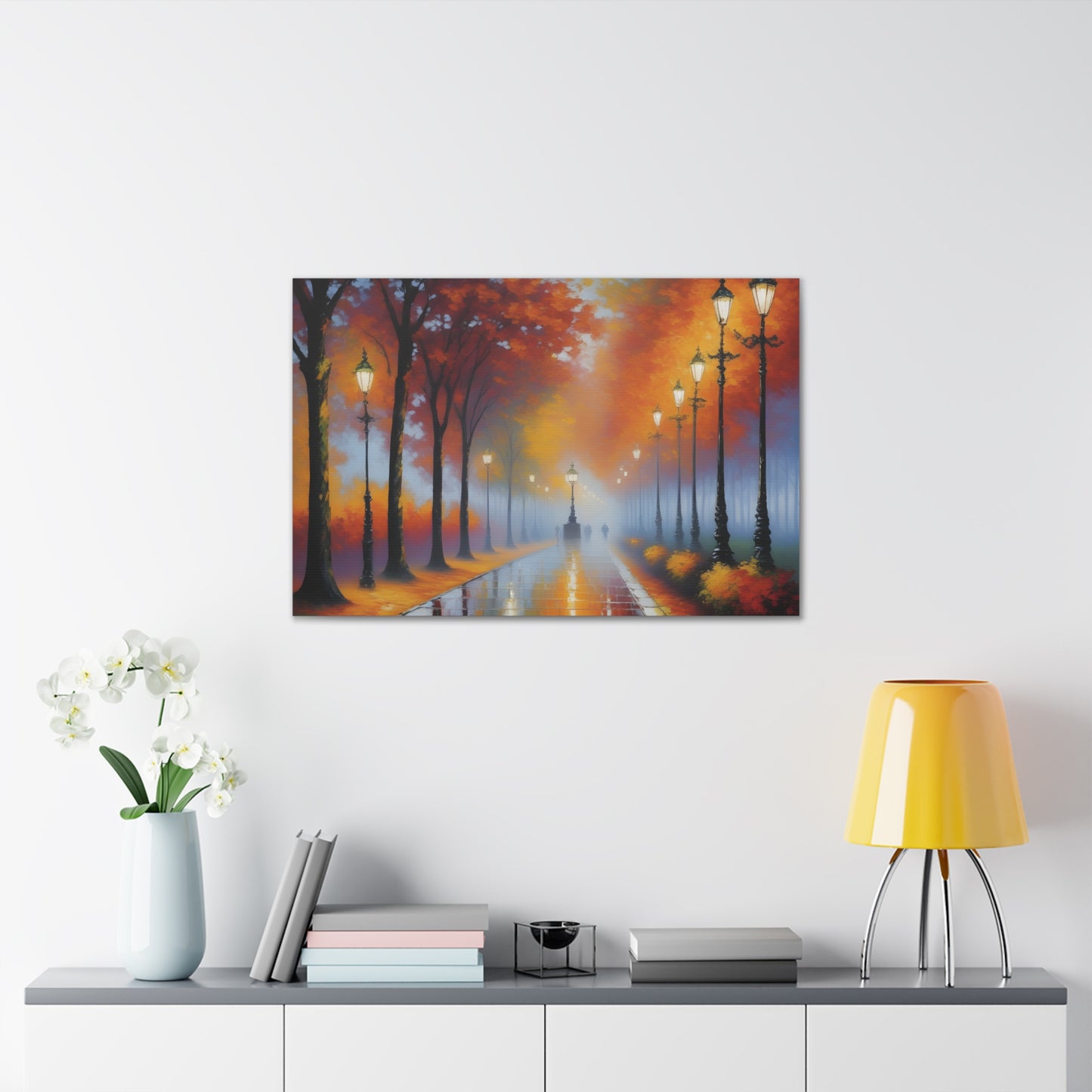 Lamp Post Serenity: Classic Oil Painting Wall Décor