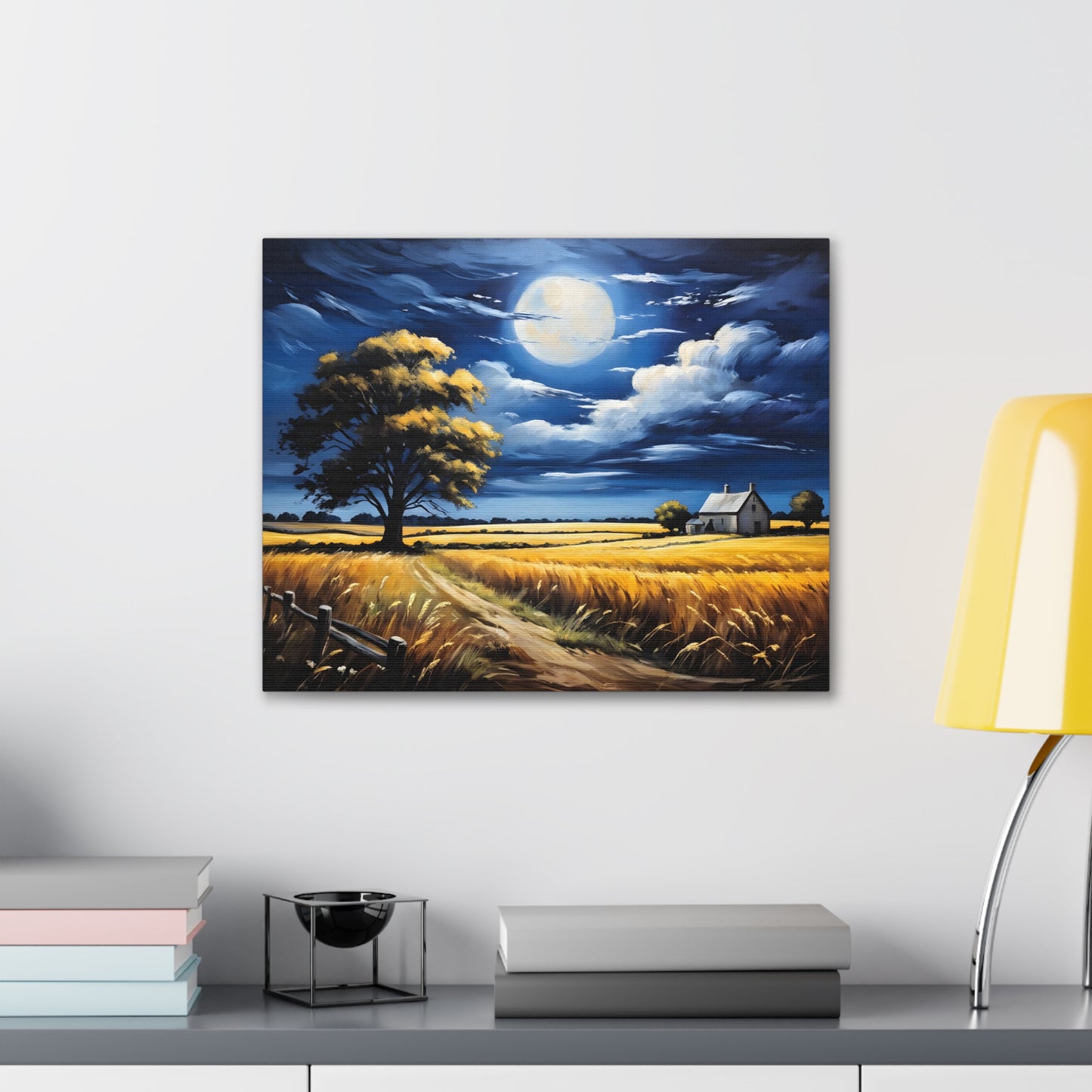 Moonlit Valley: Classic Oil Painting Wall Décor