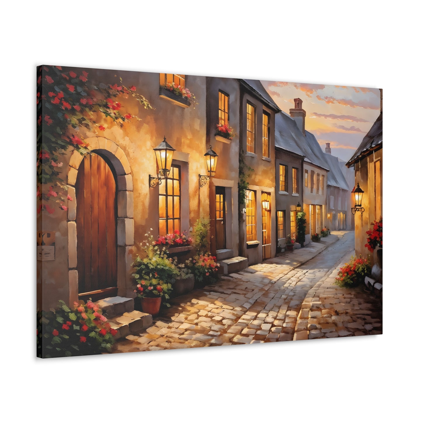 Cobblestone Path: Classic Oil Painting Wall Décor