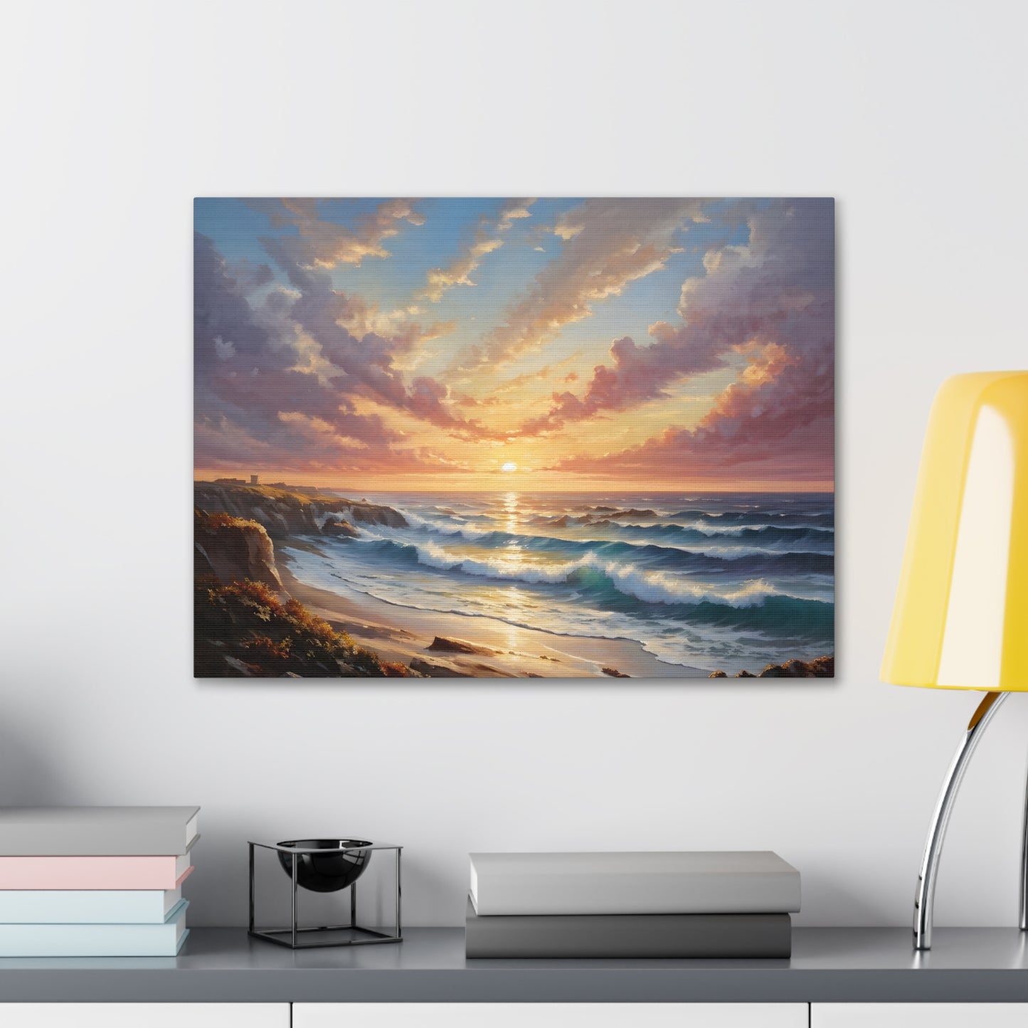 Coastal Sunrise: Classic Oil Painting Wall Décor