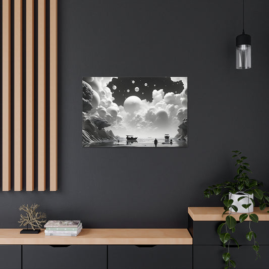 Celestial Waterway: Black and White Wall Décor