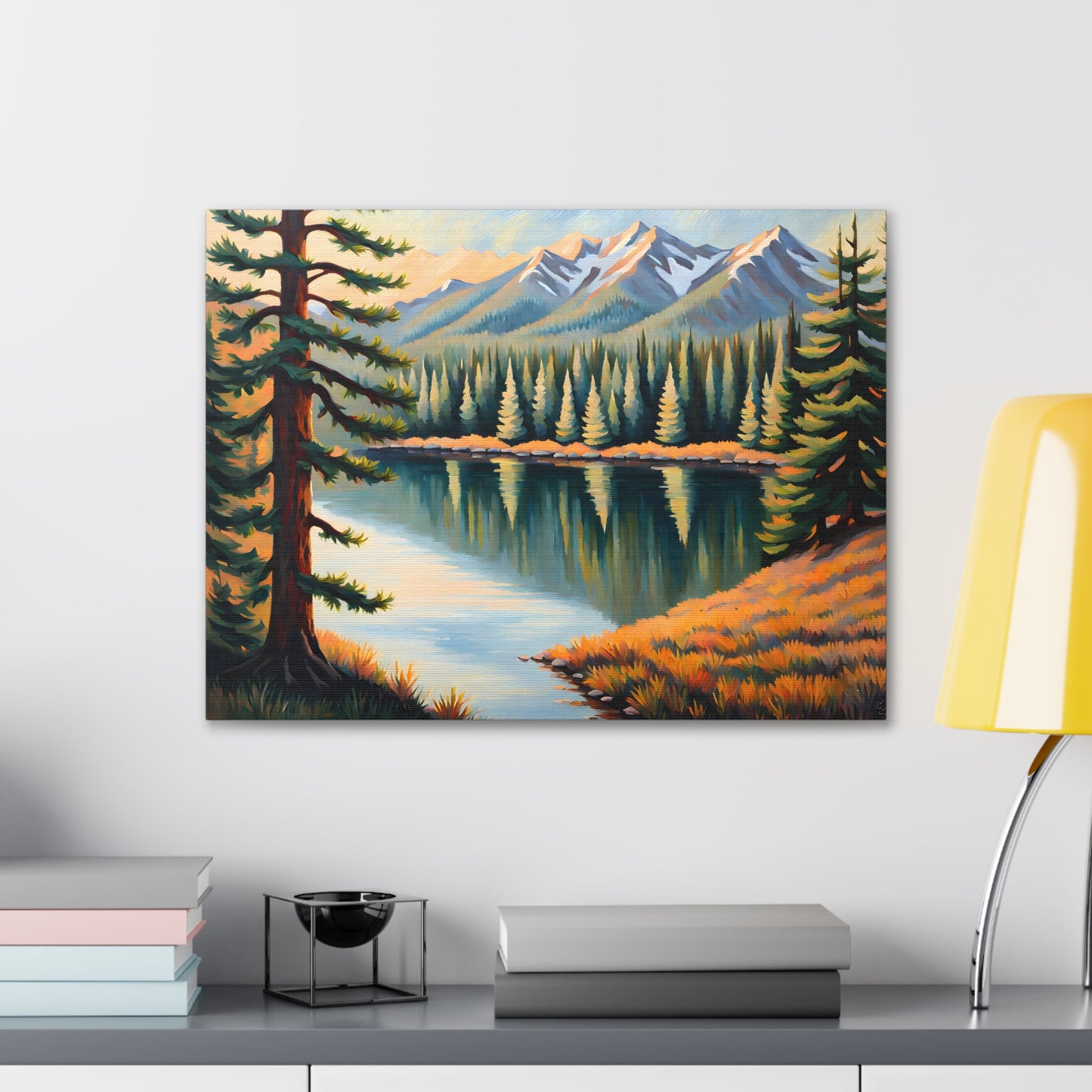 Mountain Reflections: Classic Oil Painting Wall Décor