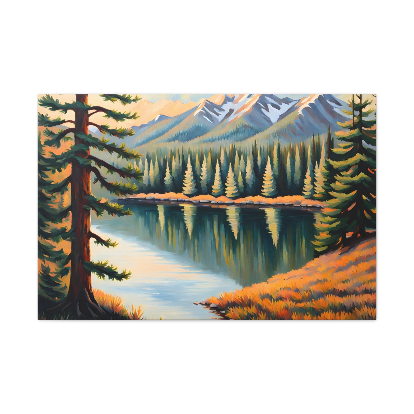 Mountain Reflections: Classic Oil Painting Wall Décor