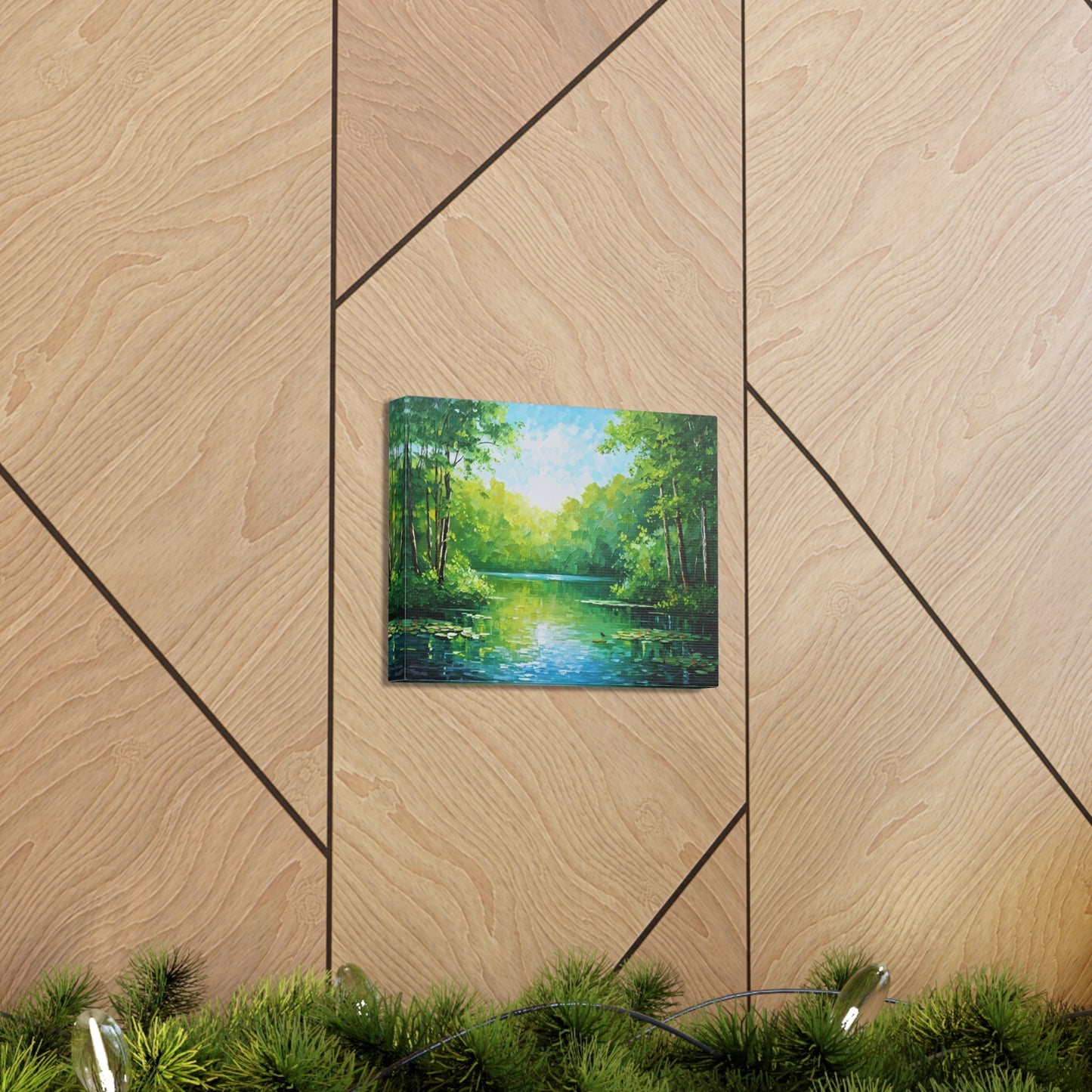 Serene Lagoon: Classic Oil Painting Wall Décor