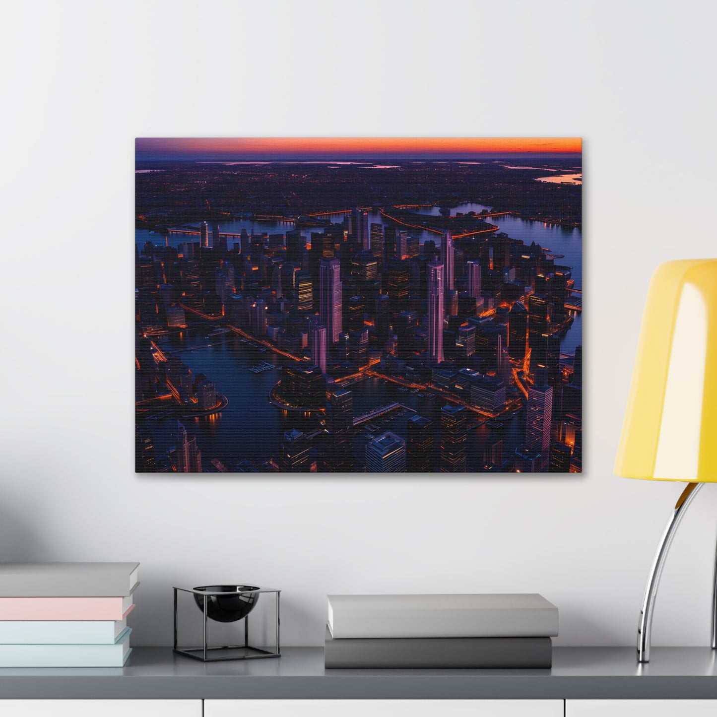 Dusk Over Downtown: Cityscape Wall Décor