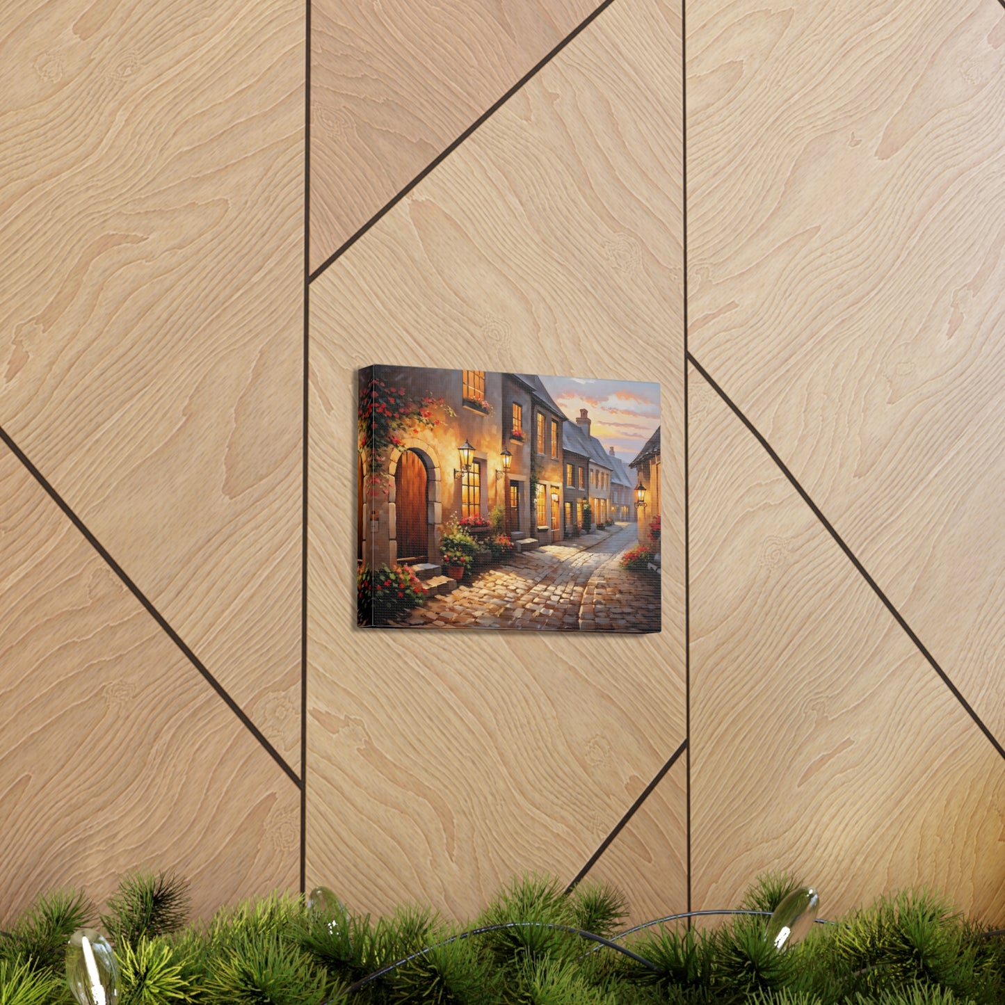 Cobblestone Path: Classic Oil Painting Wall Décor