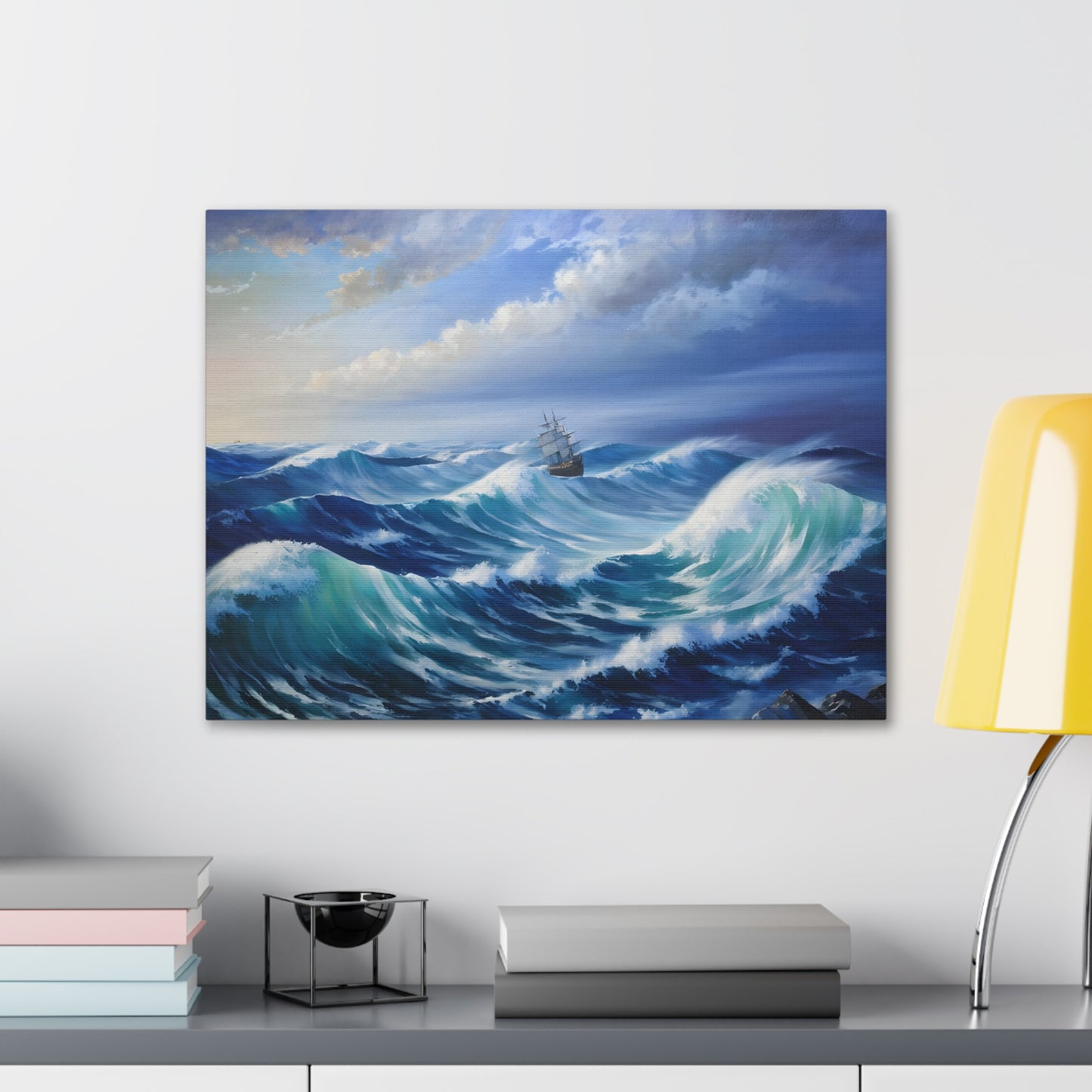 Dramatic Waves: Classic Oil Painting Wall Décor