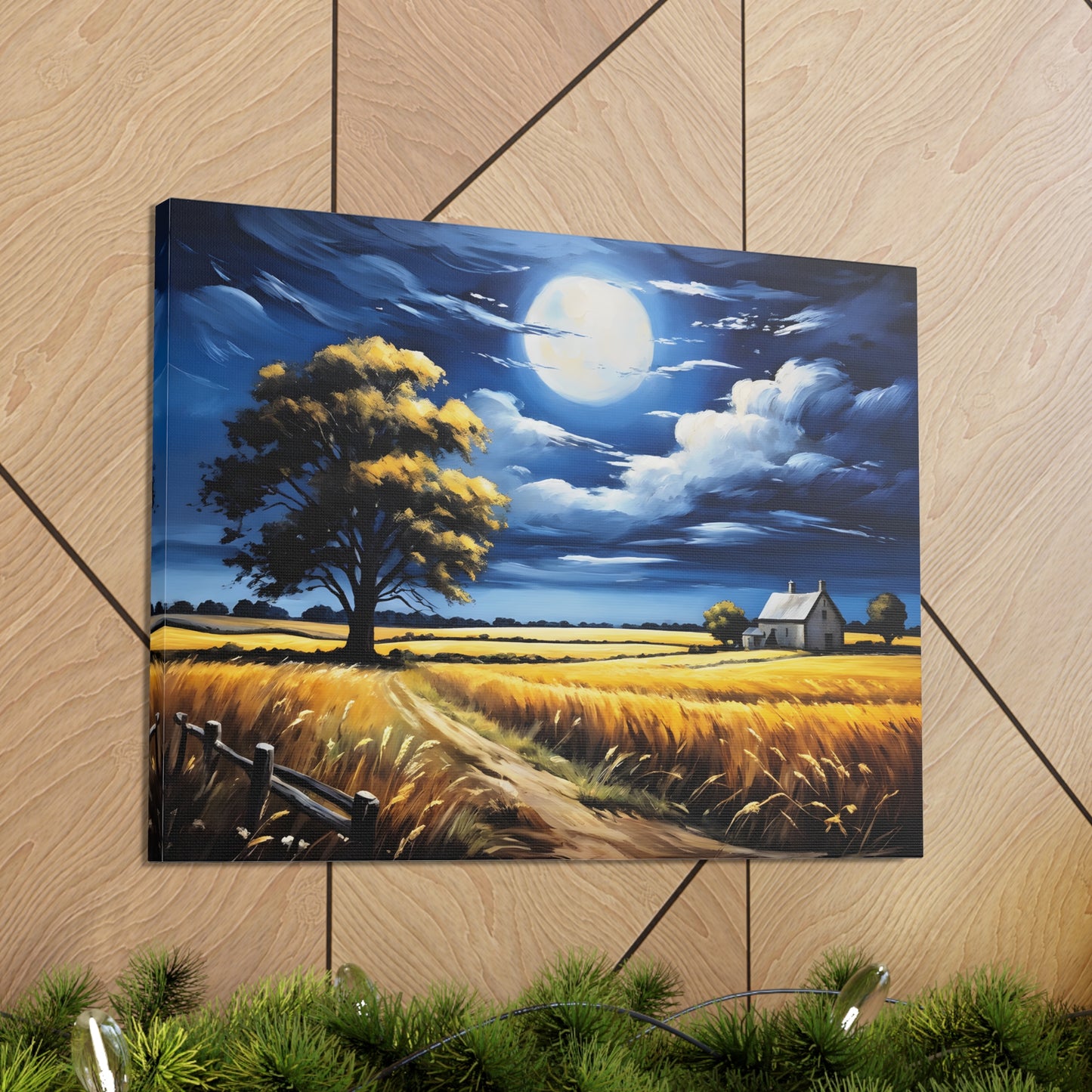 Moonlit Valley: Classic Oil Painting Wall Décor