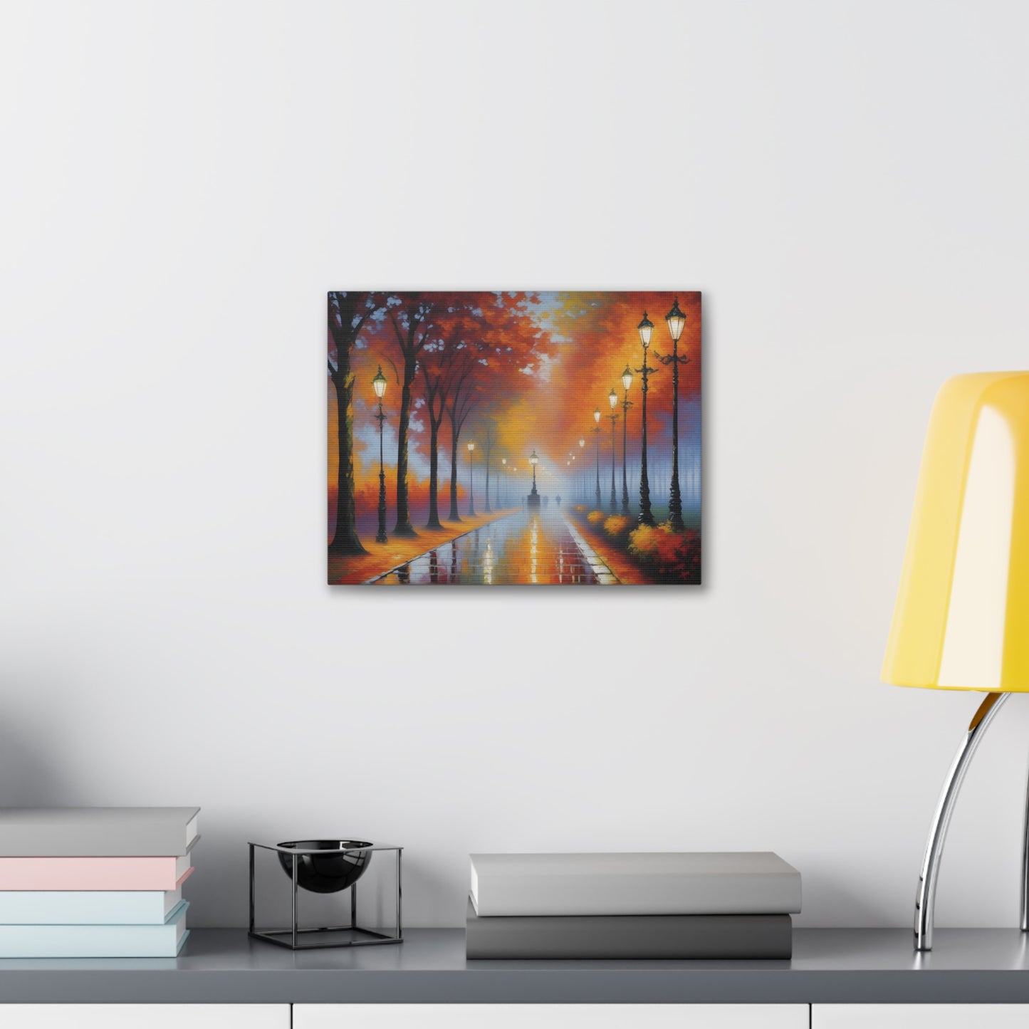 Lamp Post Serenity: Classic Oil Painting Wall Décor