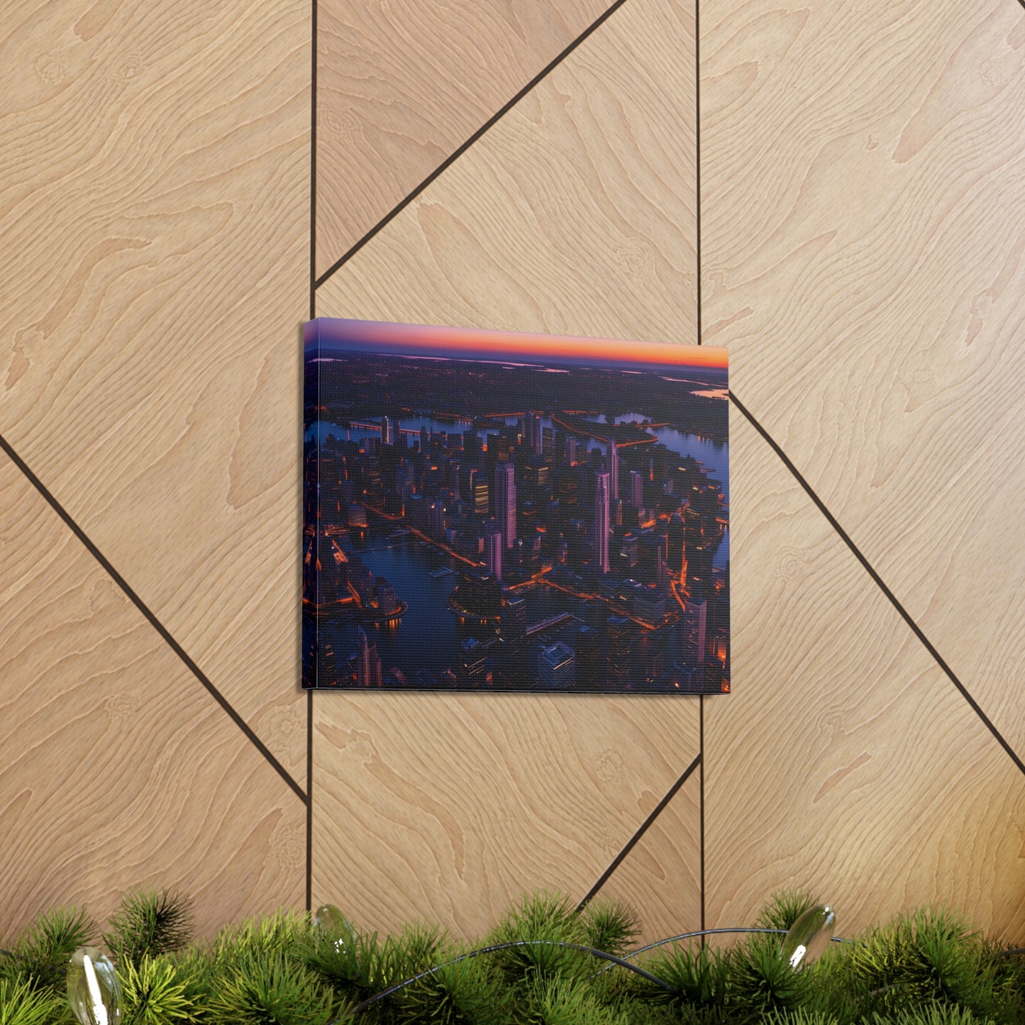 Dusk Over Downtown: Cityscape Wall Décor