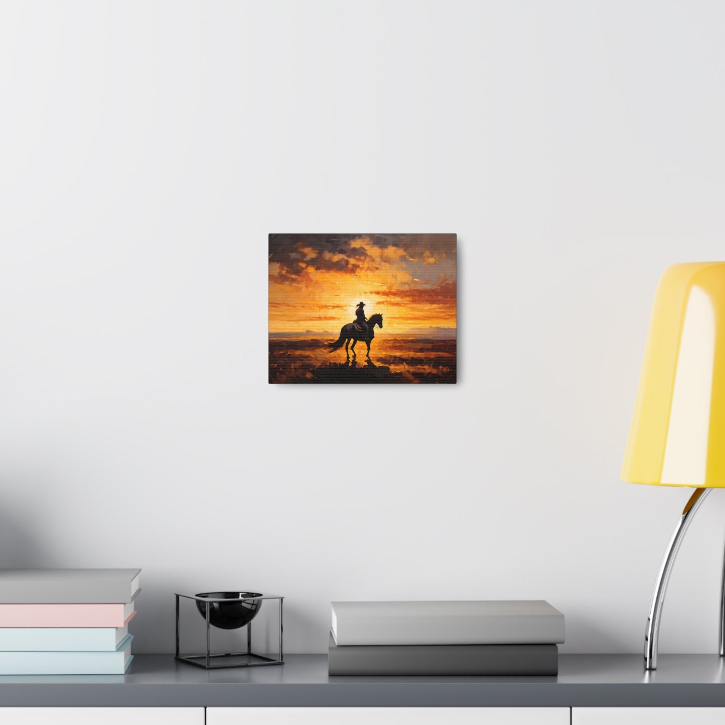 Cowboy's Silhouette: Classic Oil Painting Wall Décor