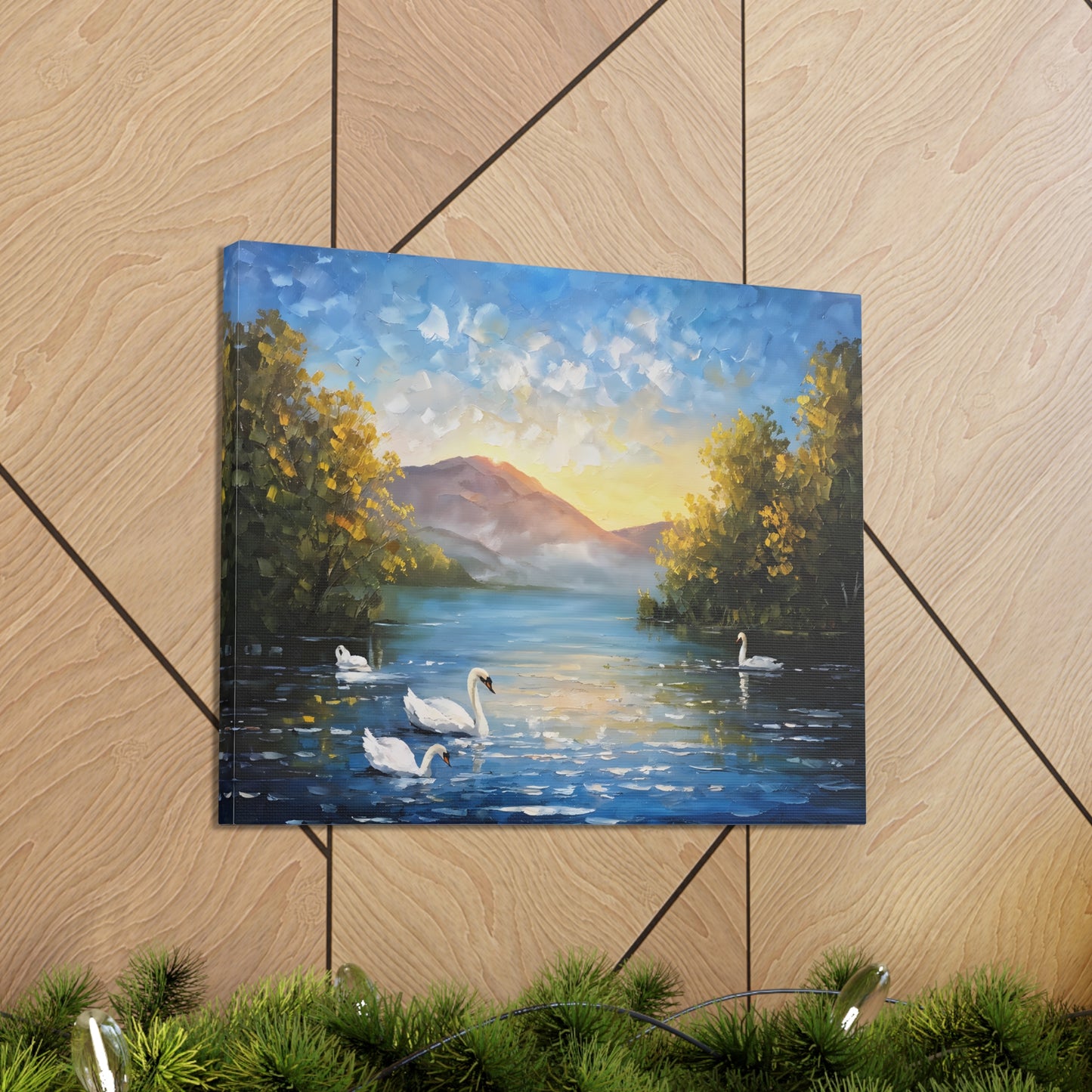 Gliding Swans: Classic Oil Painting Wall Décor