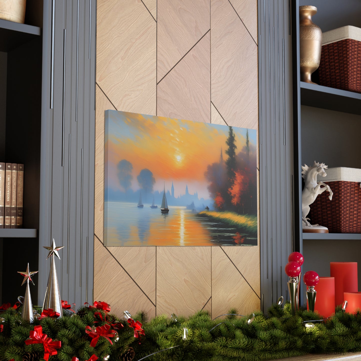 Lakeside Reflections: Classic Oil Painting Wall Décor