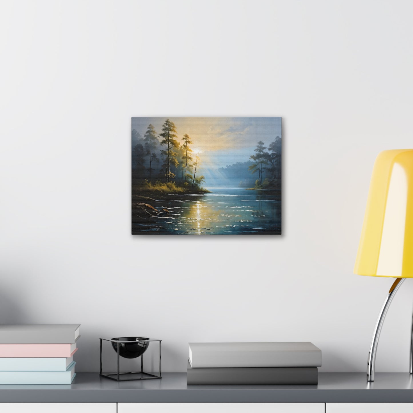 Foggy Lakeside: Classic Oil Painting Wall Décor