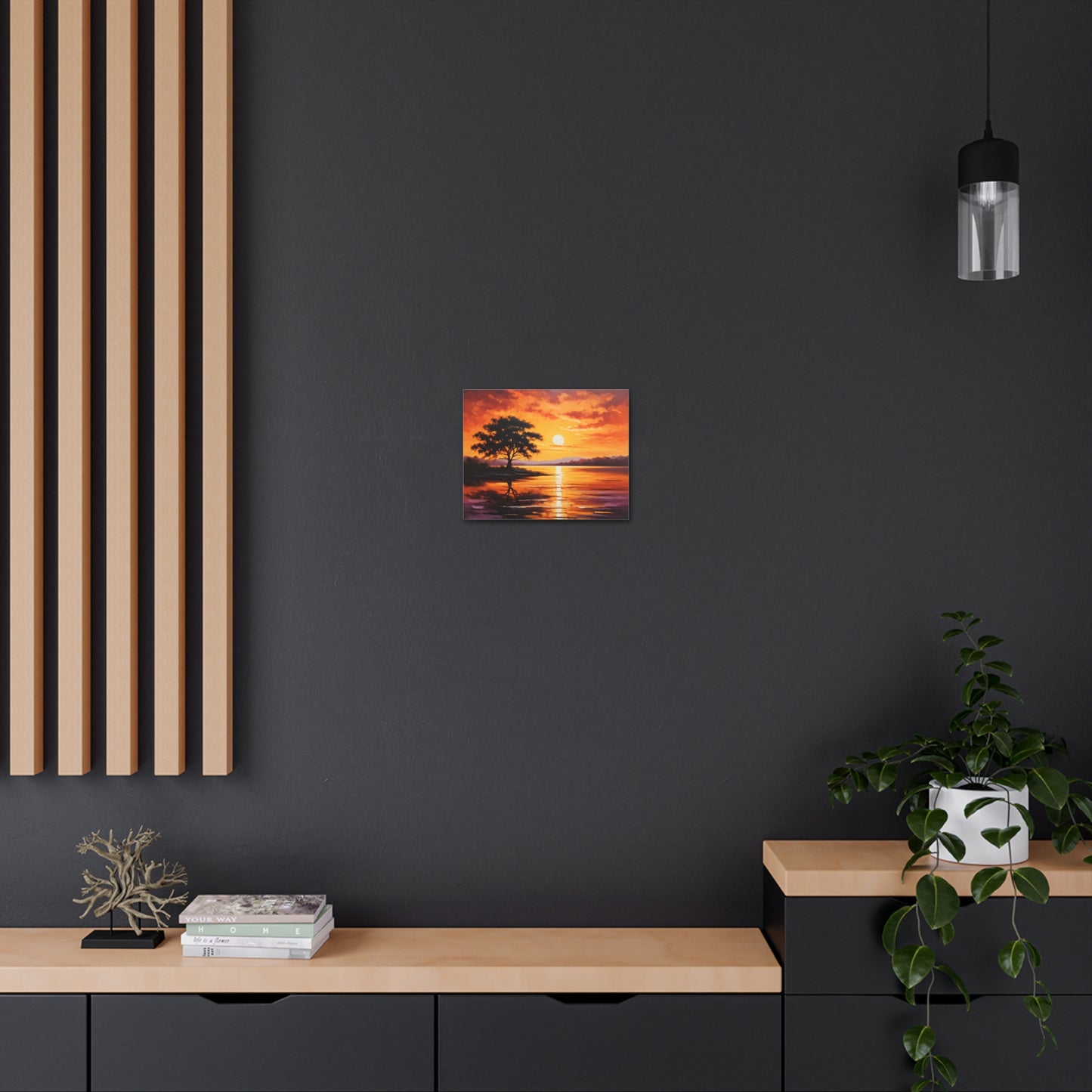 Sunset Cascade: Classic Oil Painting Wall Décor