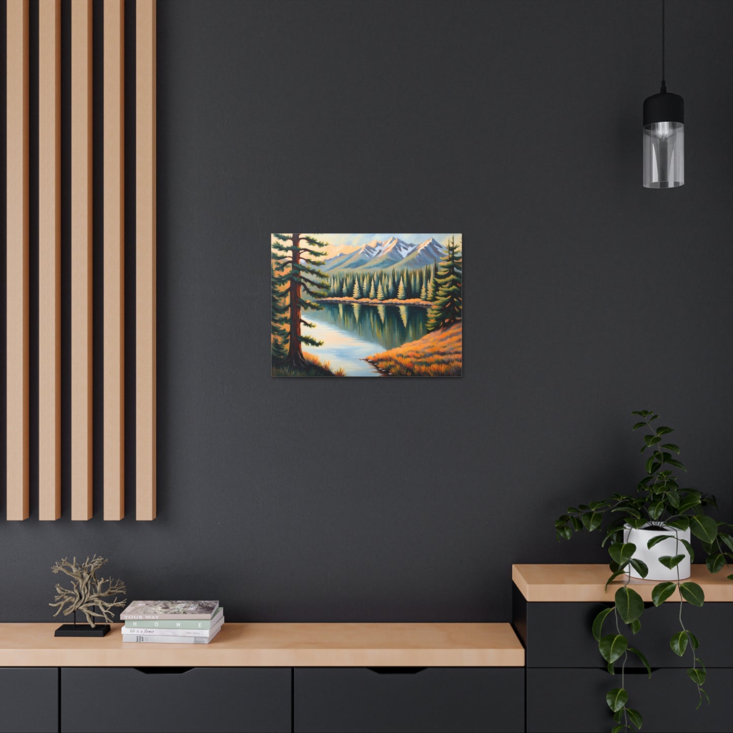 Mountain Reflections: Classic Oil Painting Wall Décor