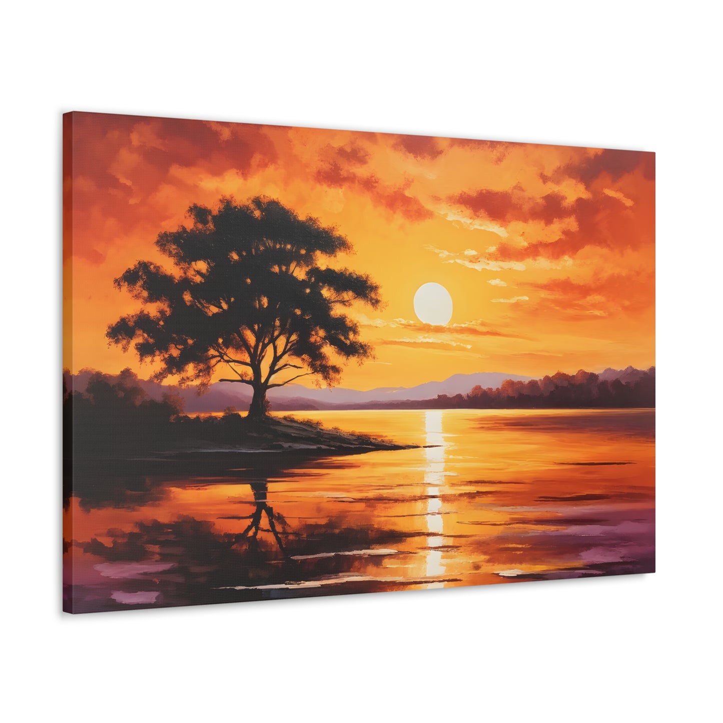 Sunset Cascade: Classic Oil Painting Wall Décor