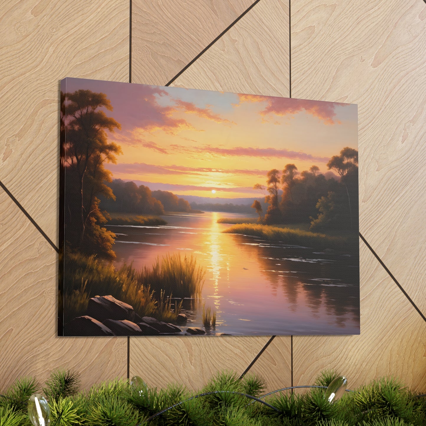 Lush Riverside: Classic Oil Painting Wall Décor