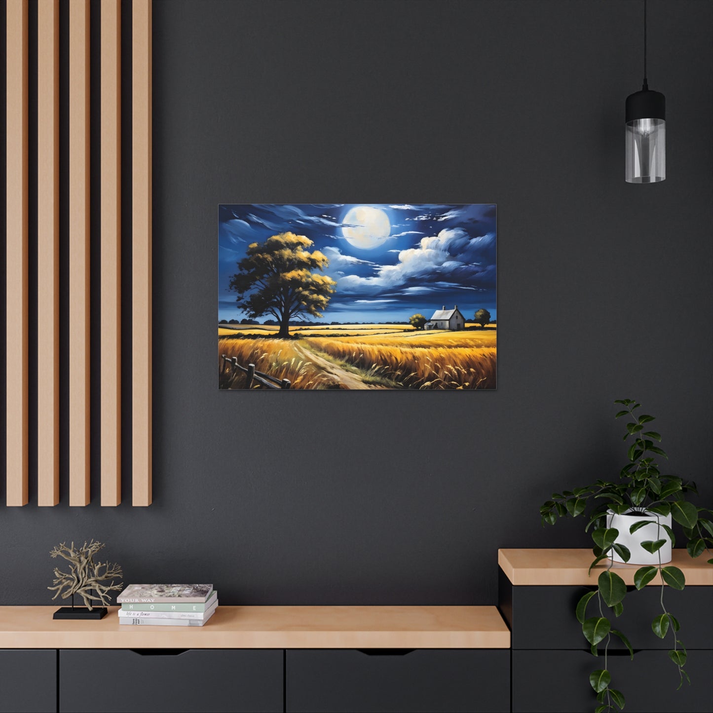 Moonlit Valley: Classic Oil Painting Wall Décor