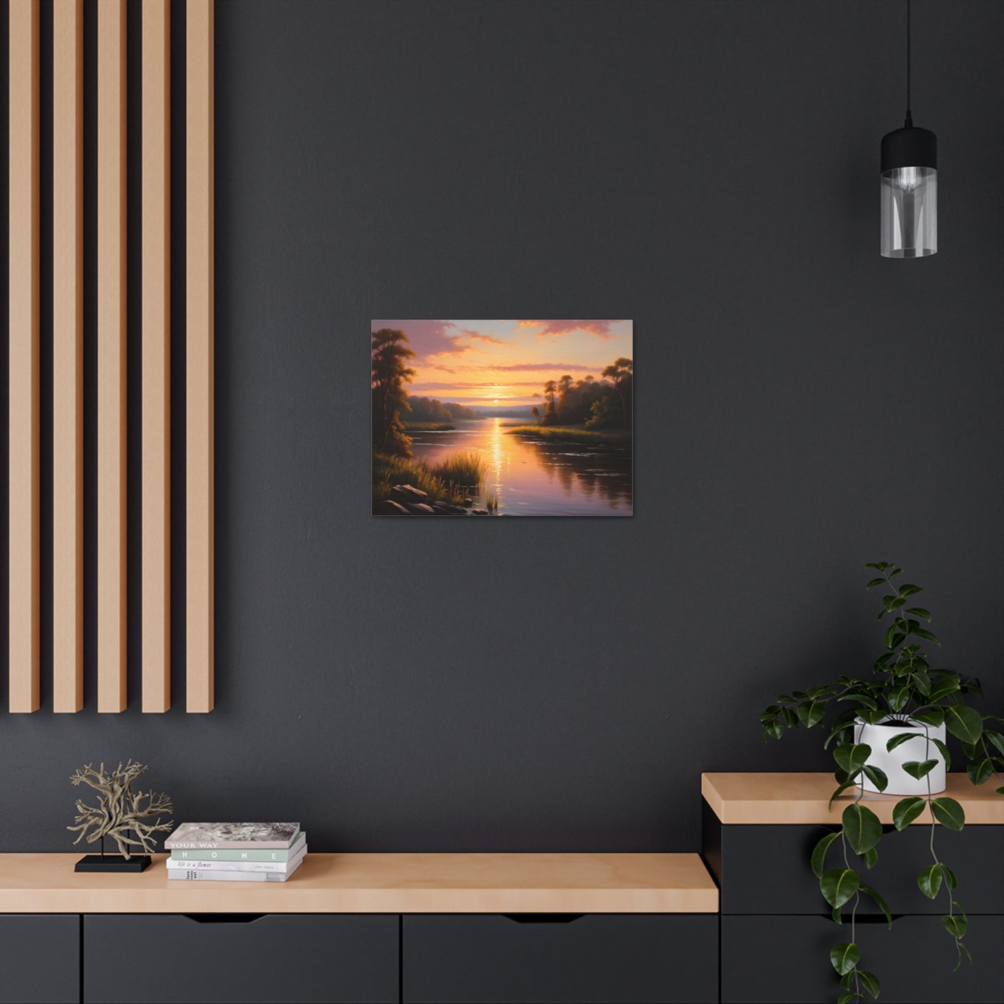 Lush Riverside: Classic Oil Painting Wall Décor