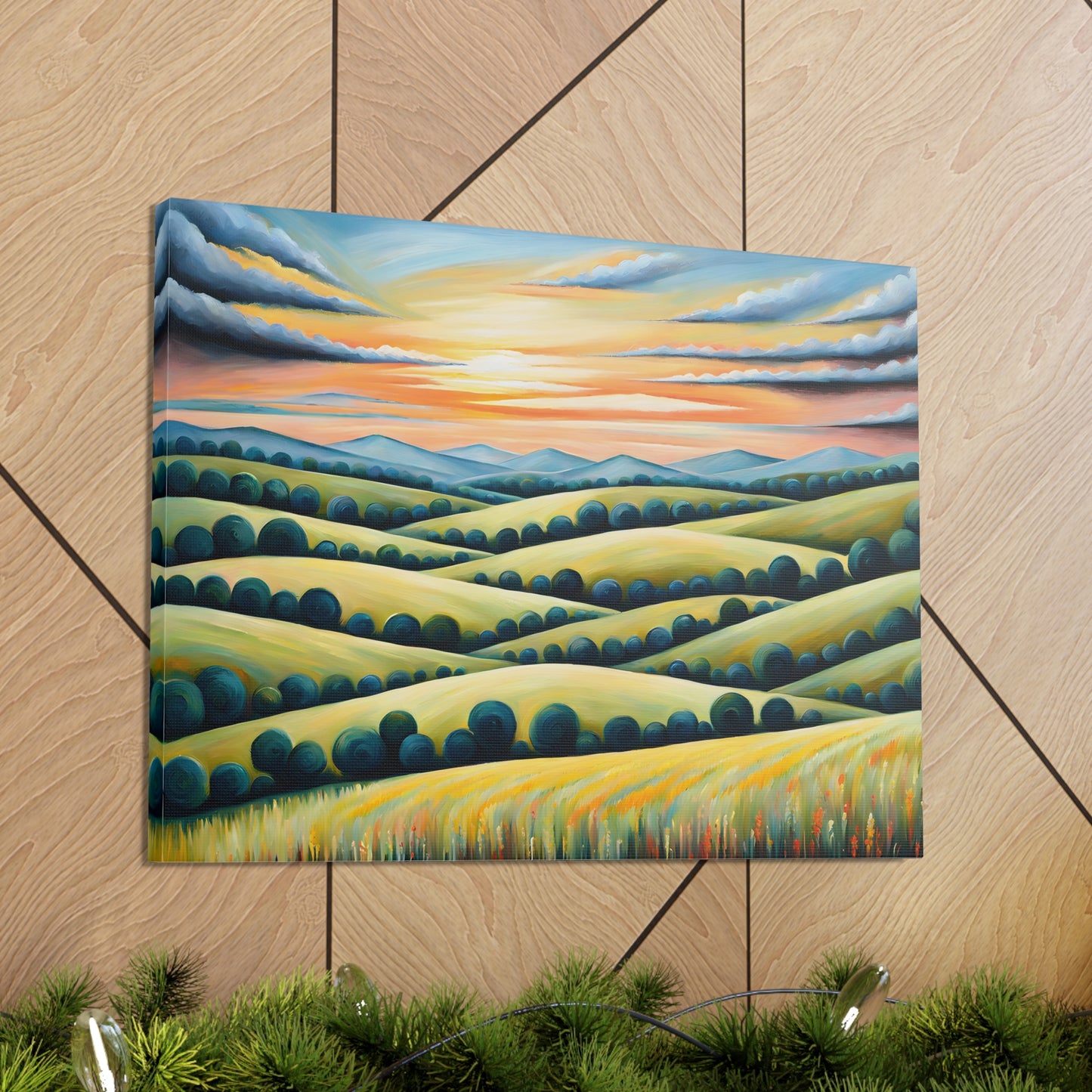 Verdant Hillside: Classic Oil Painting Wall Décor