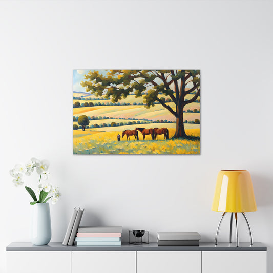 Meadow Serenity: Classic Oil Painting Wall Décor