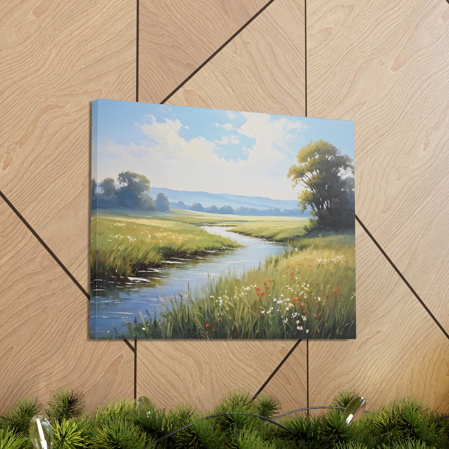 Whispering River: Classic Oil Painting Wall Décor