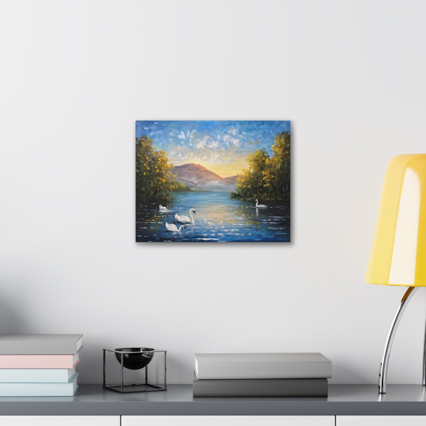 Gliding Swans: Classic Oil Painting Wall Décor