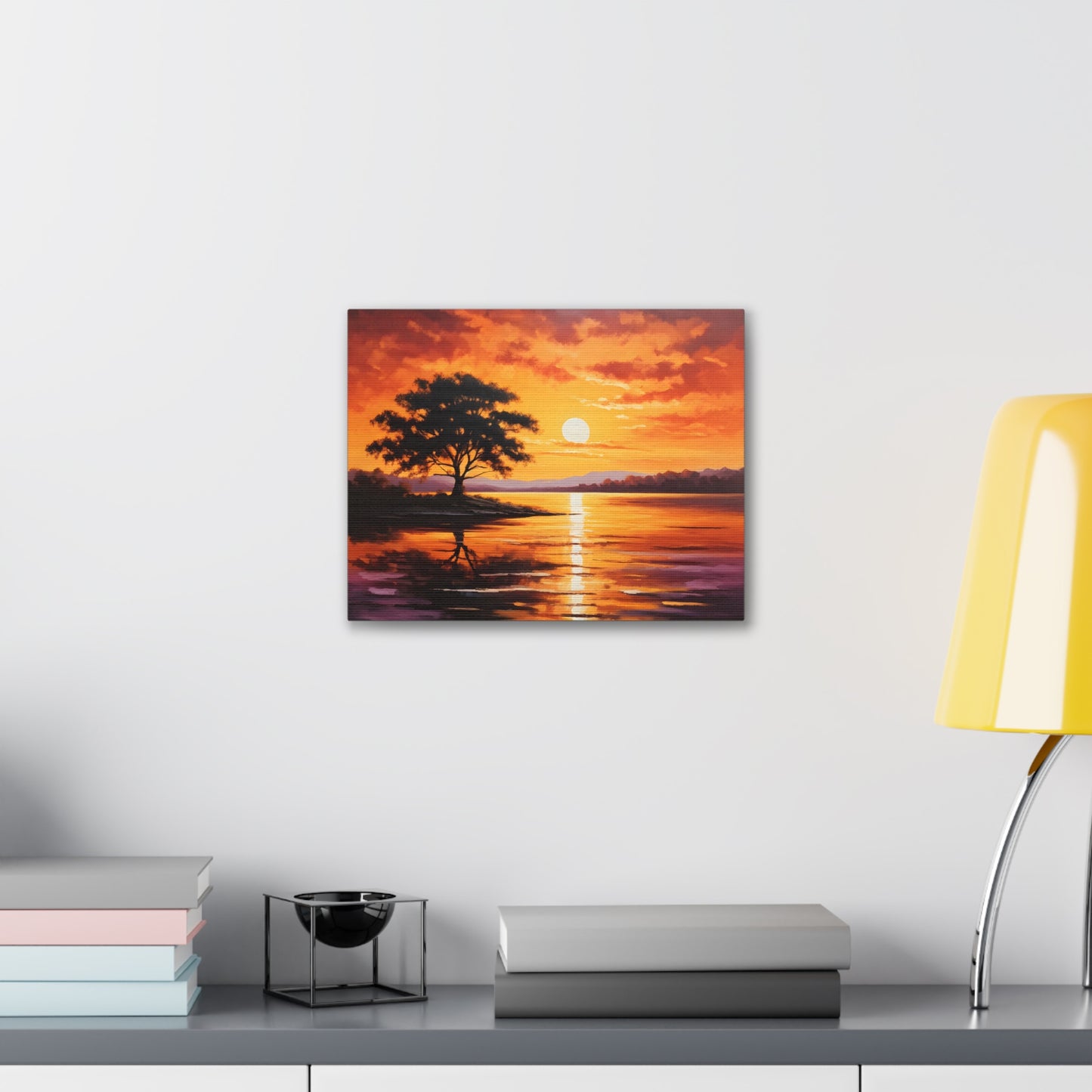 Sunset Cascade: Classic Oil Painting Wall Décor