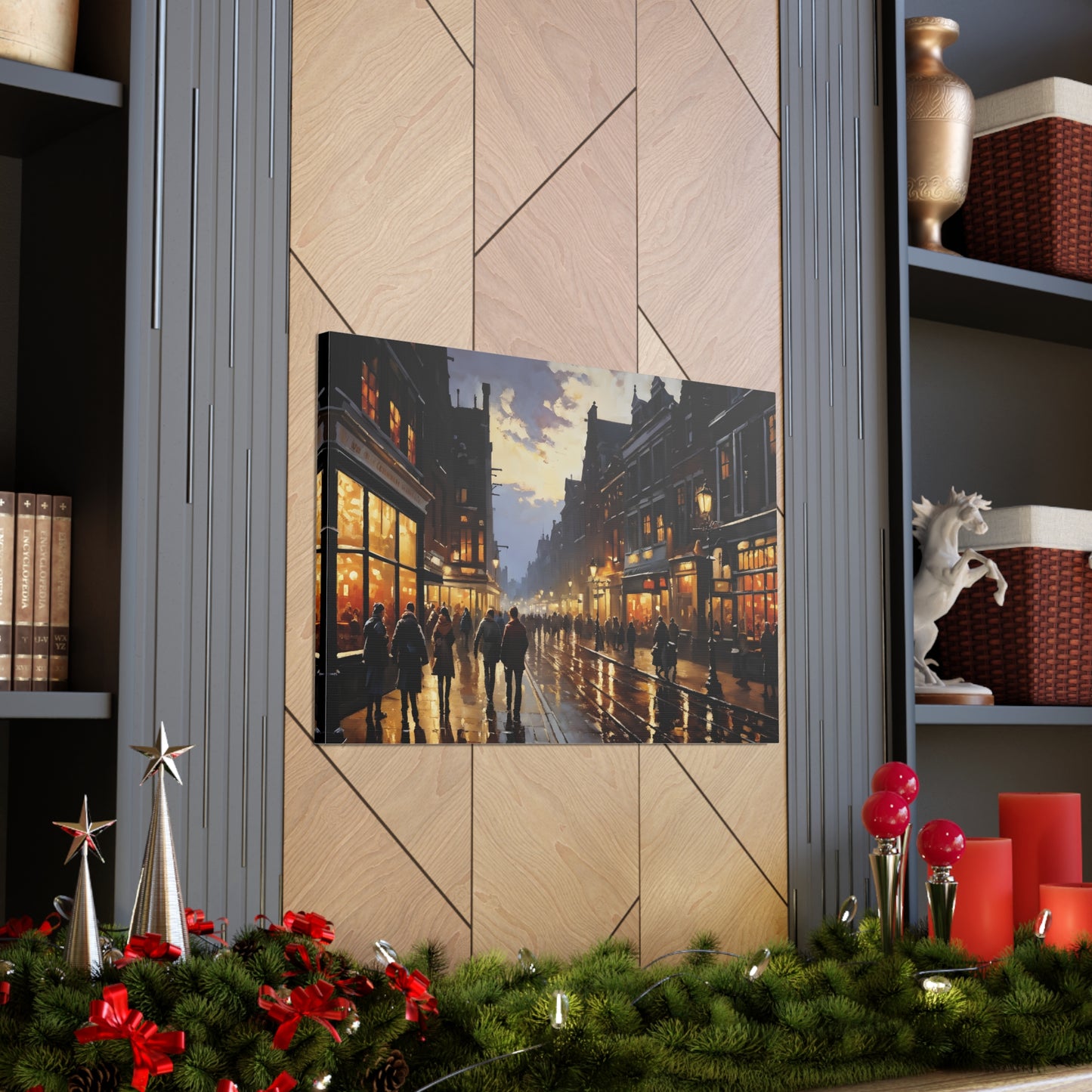 Street Scape Glow: Classic Oil Painting Wall Décor